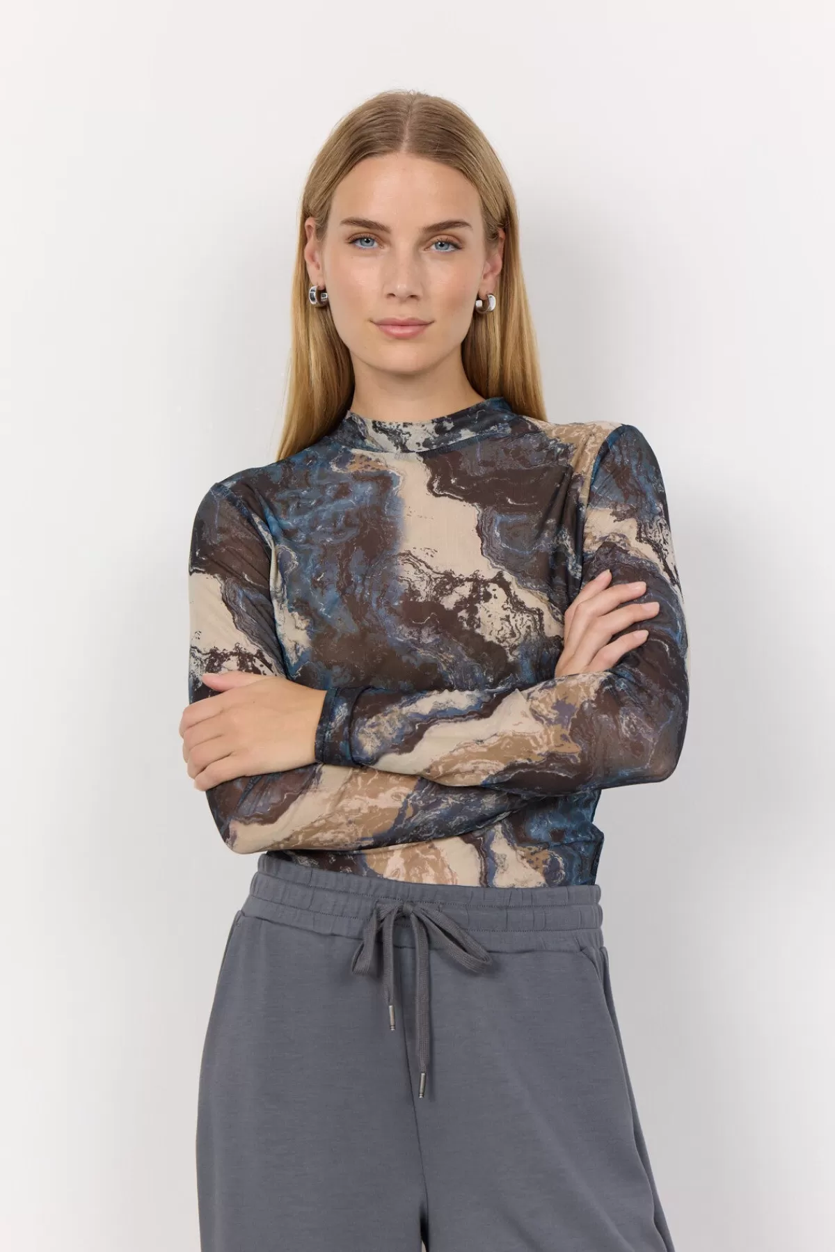 Soyaconcept T-Shirts And Tops-SC-ALDA AOP 55 T-shirt Blue