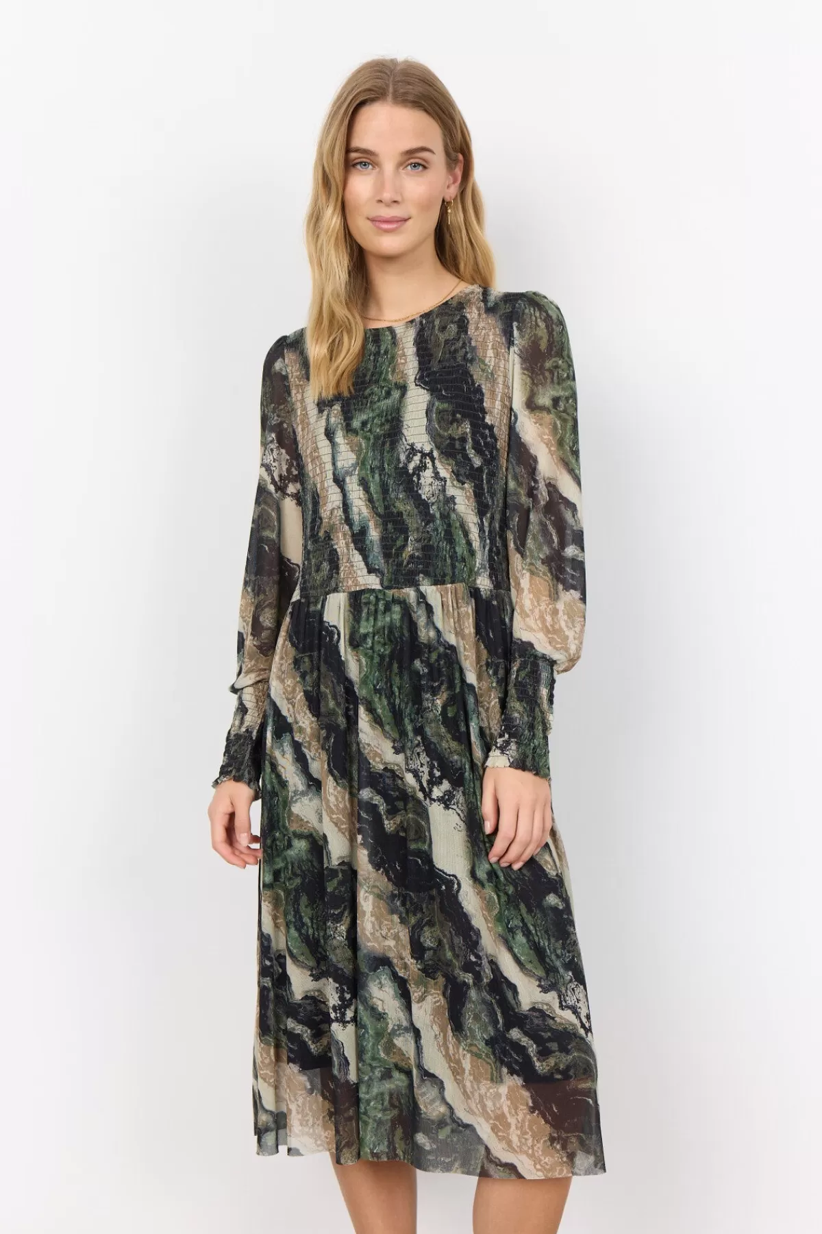 Soyaconcept Dresses-SC-ALDA AOP 56 Dress Dark green