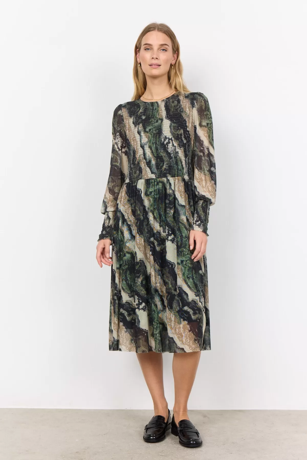 Soyaconcept Dresses-SC-ALDA AOP 56 Dress Dark green