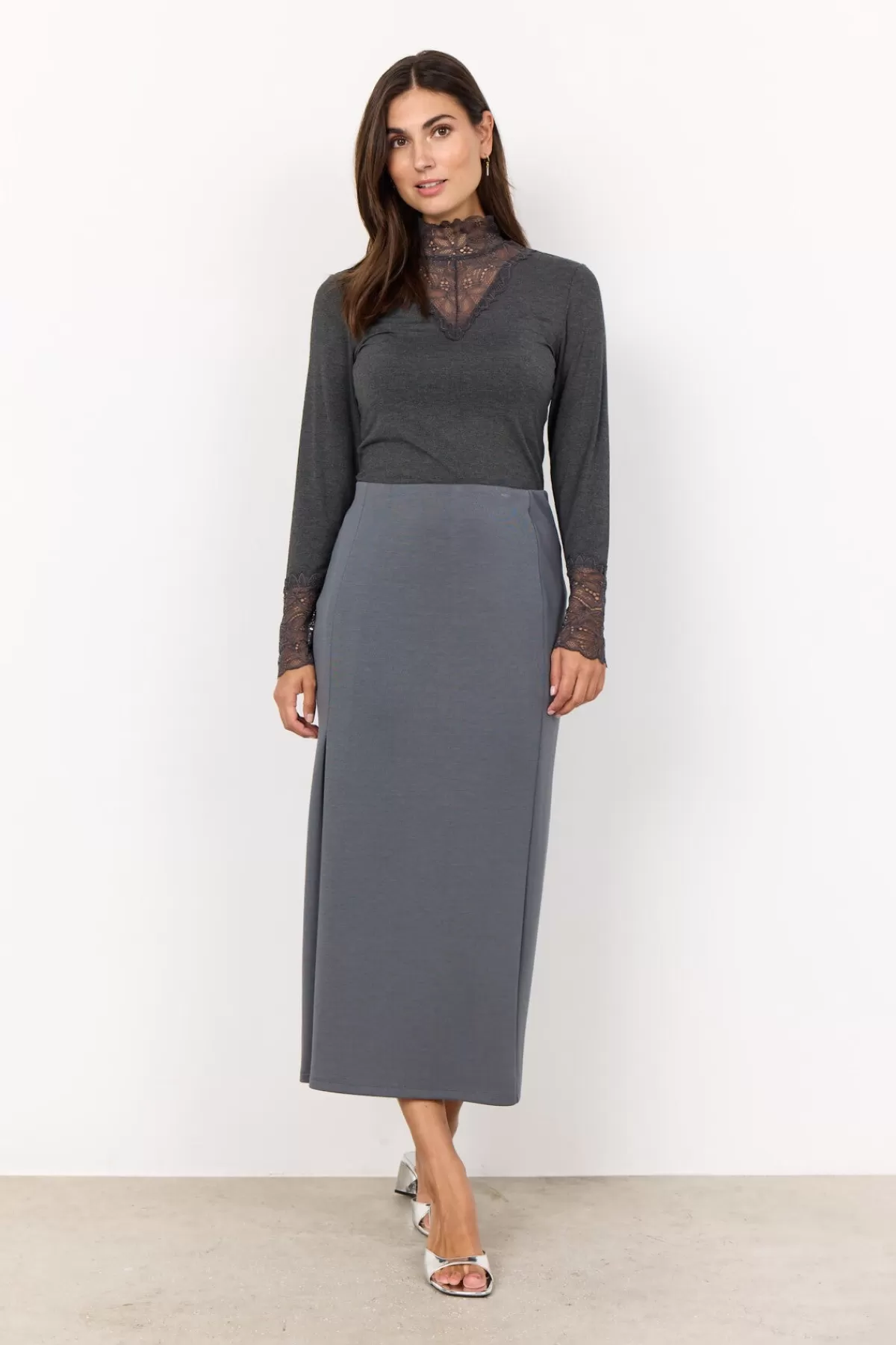 Soyaconcept Comfy | Skirts-SC-BANU 204 Skirt Dark grey