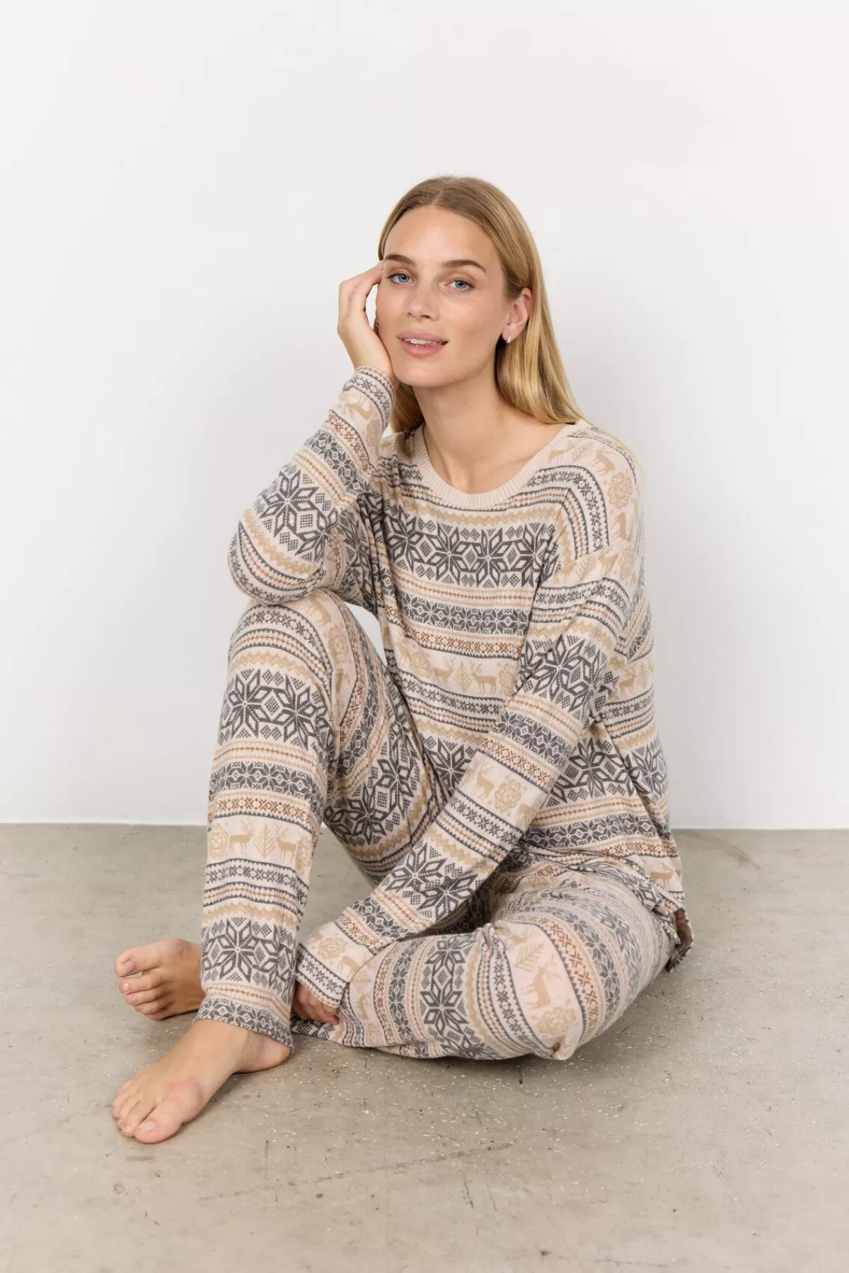 Soyaconcept T-Shirts And Tops | Accessories-SC-BIARA AOP SET 127 Pyjamas Cream