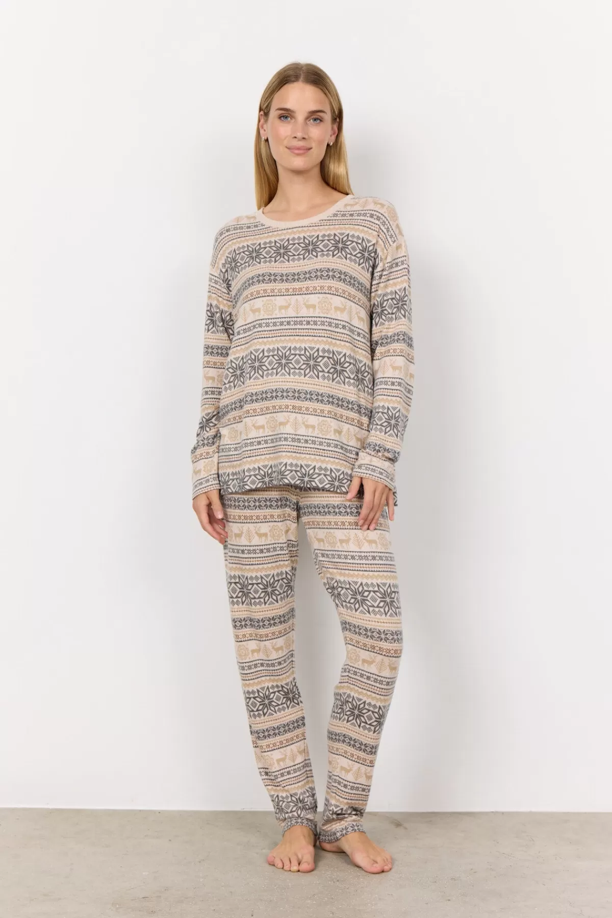 Soyaconcept T-Shirts And Tops | Accessories-SC-BIARA AOP SET 127 Pyjamas Cream