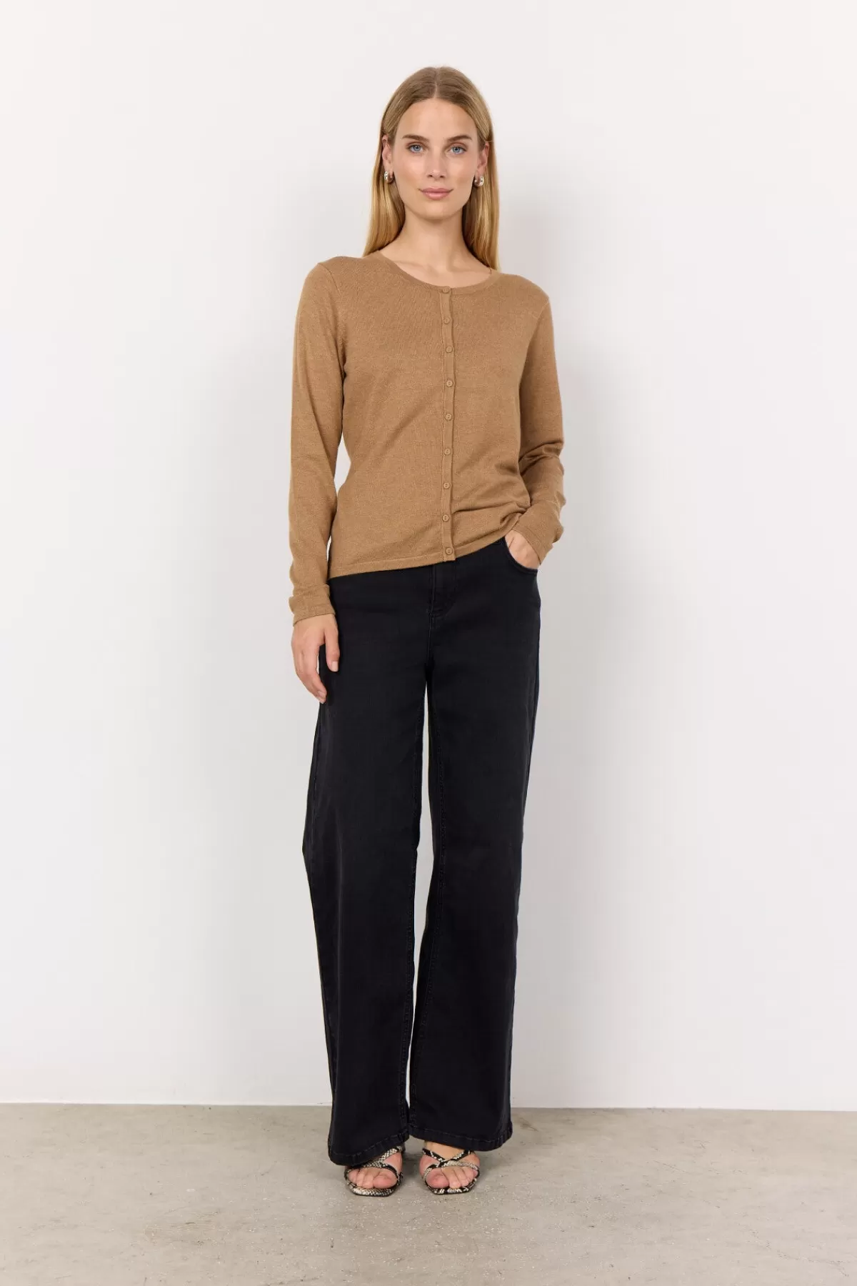 Soyaconcept Knitwear | Cardigans-SC-DOLLIE 446 Cardigan Camel