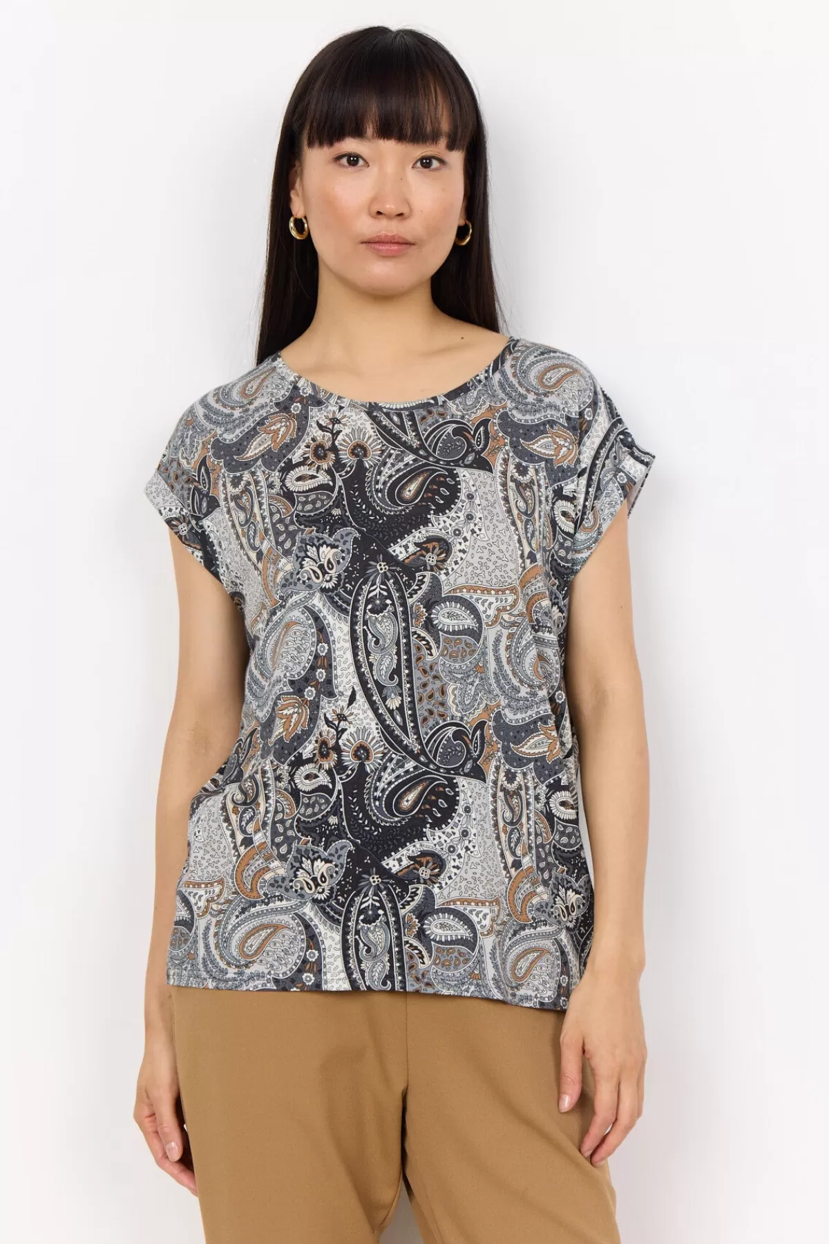Soyaconcept T-Shirts And Tops-SC-FELICITY AOP 469 T-shirt Black