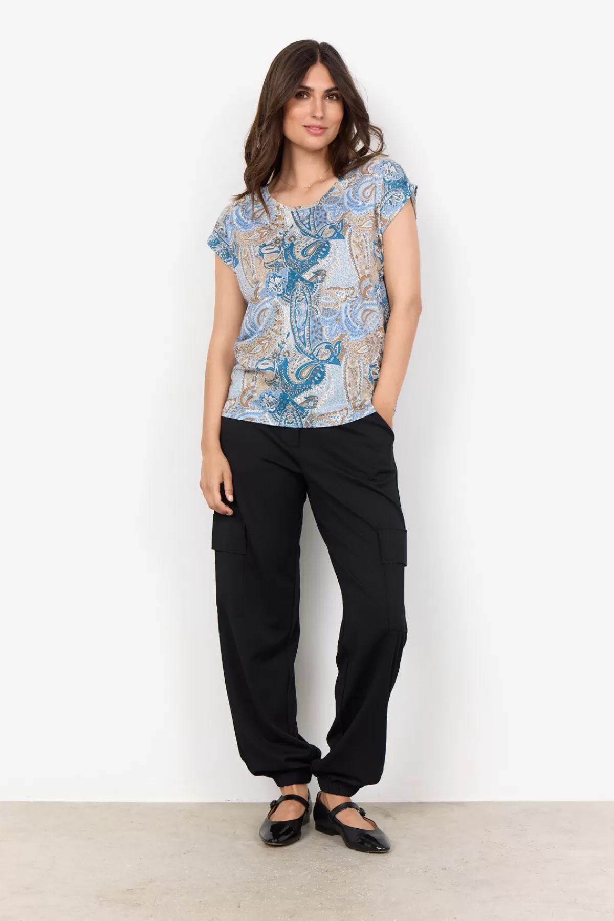 Soyaconcept T-Shirts And Tops-SC-FELICITY AOP 469 T-shirt Light blue