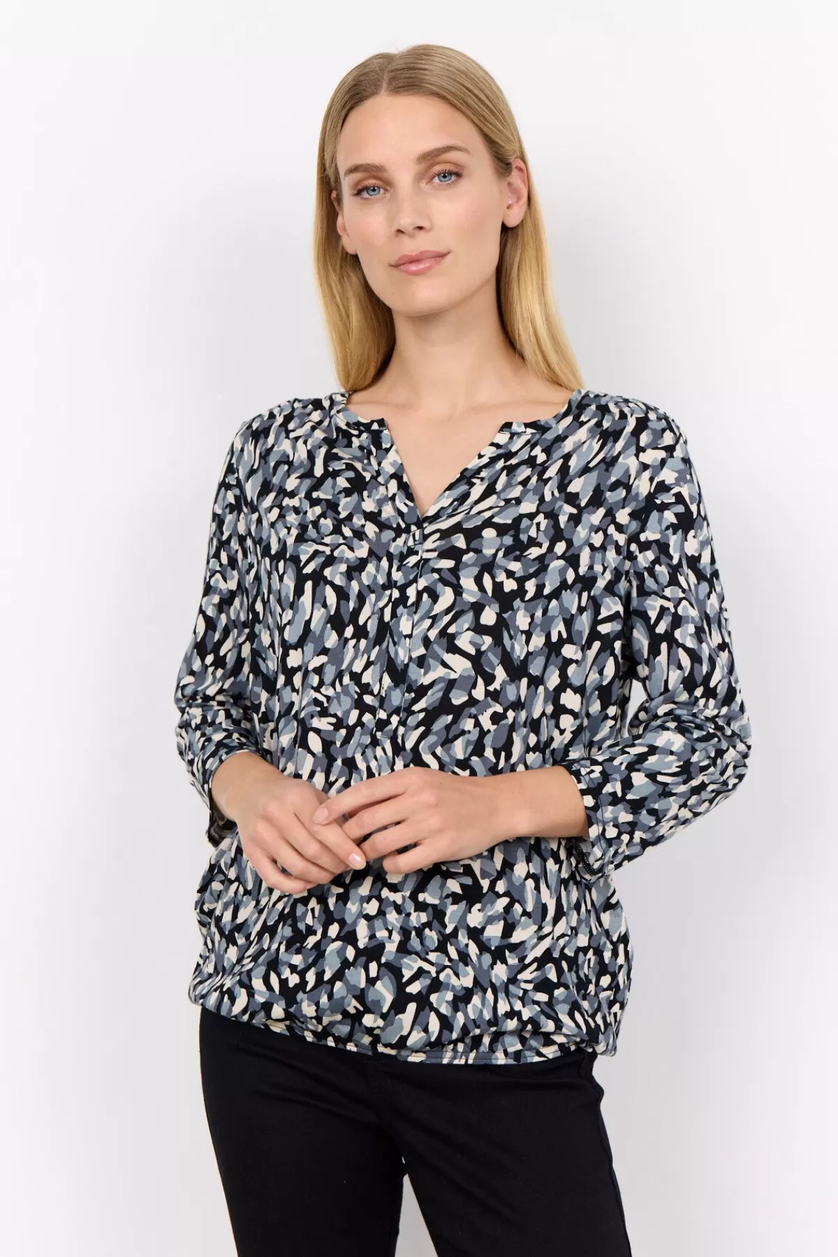 Soyaconcept T-Shirts And Tops-SC-FELICITY AOP 474 T-shirt Black