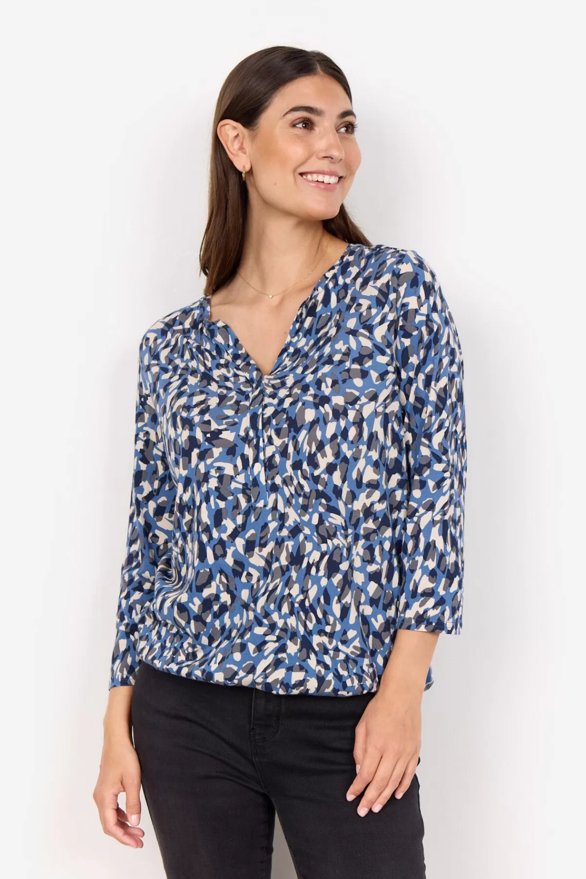 Soyaconcept T-Shirts And Tops-SC-FELICITY AOP 474 T-shirt Dark blue