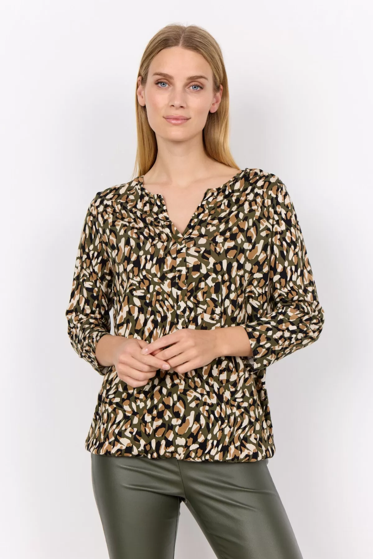 Soyaconcept T-Shirts And Tops-SC-FELICITY AOP 474 T-shirt Olive