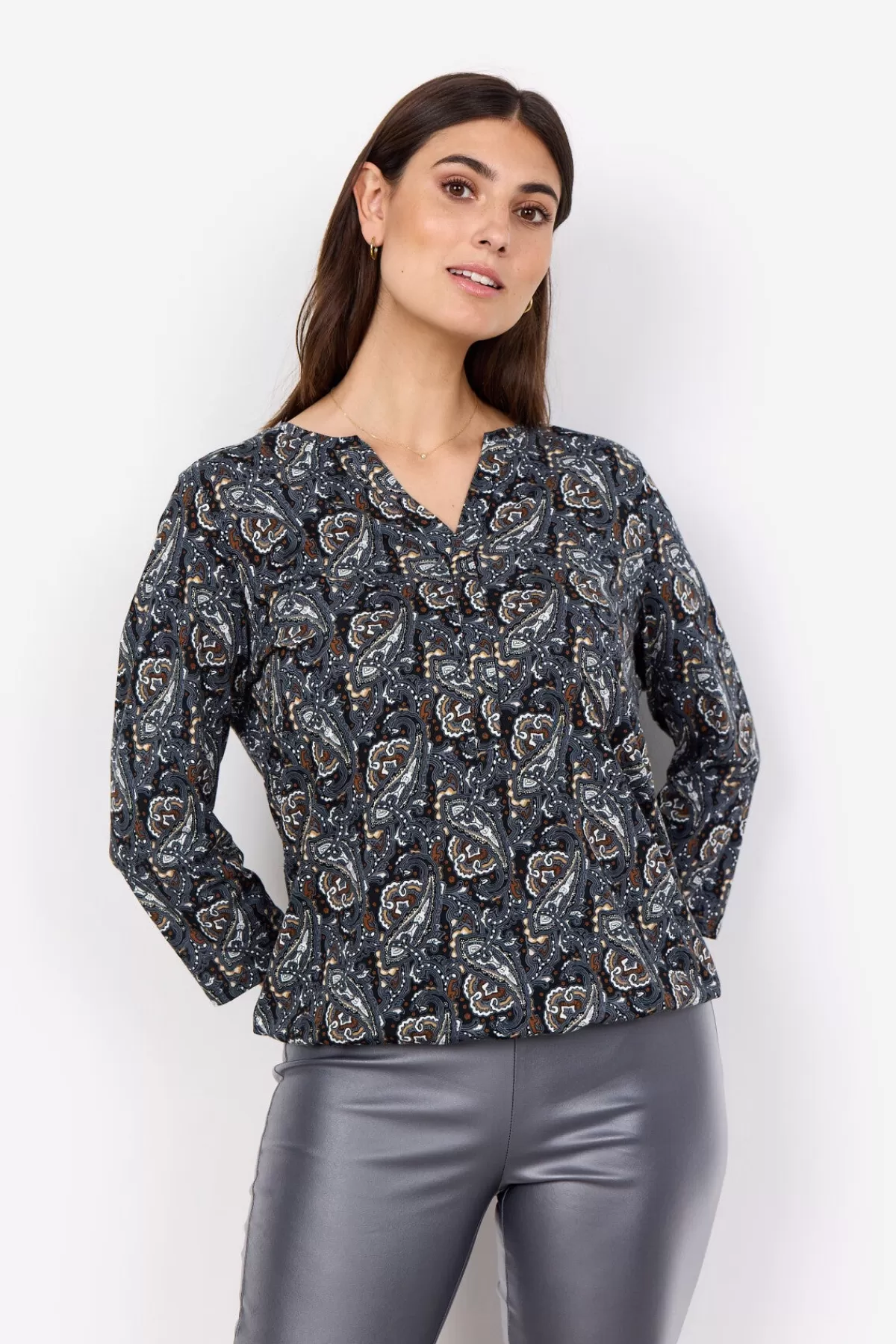 Soyaconcept T-Shirts And Tops-SC-FELICITY AOP 476 T-shirt Black