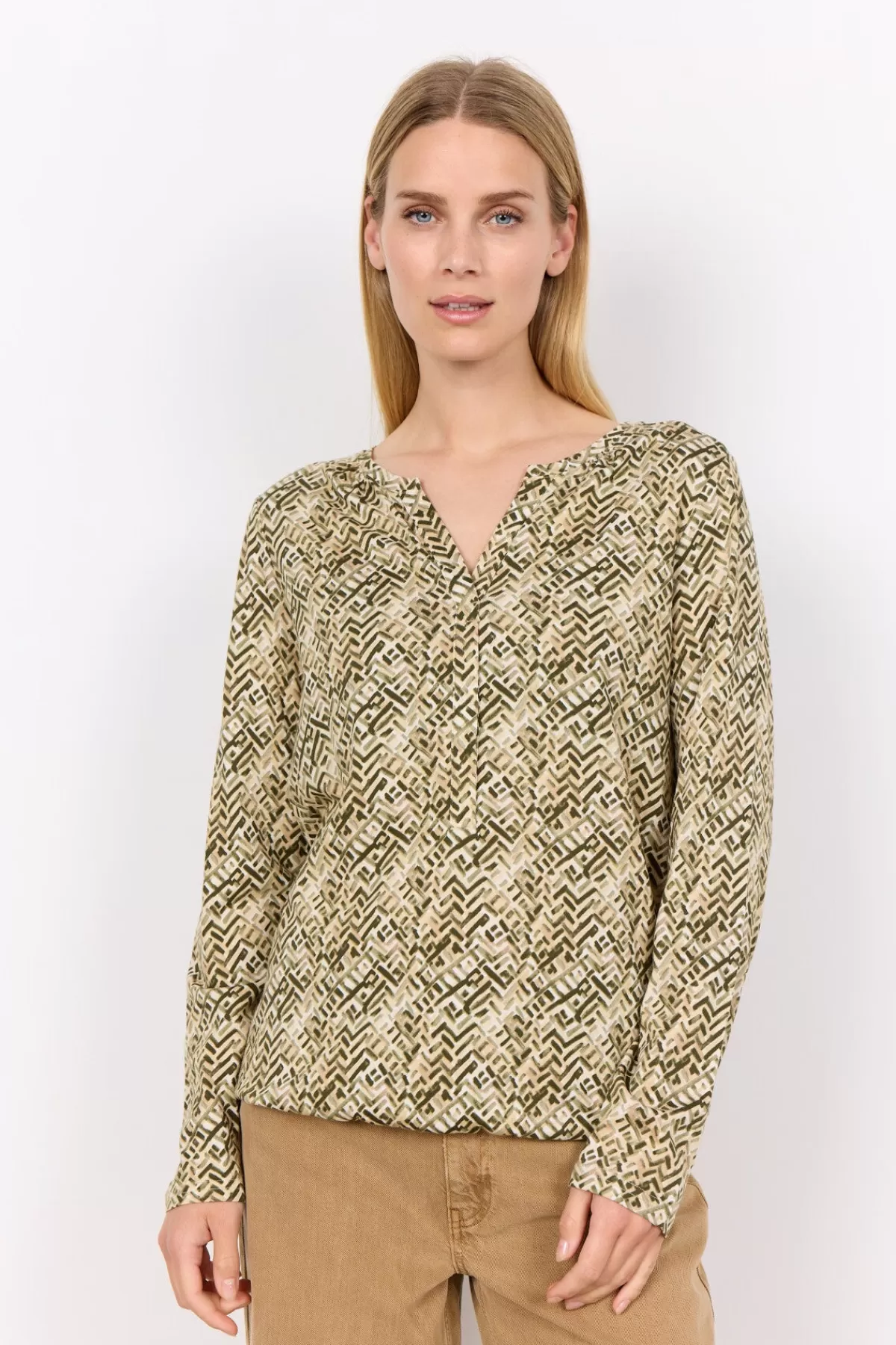 Soyaconcept T-Shirts And Tops-SC-FELICITY AOP 477 T-shirt Olive