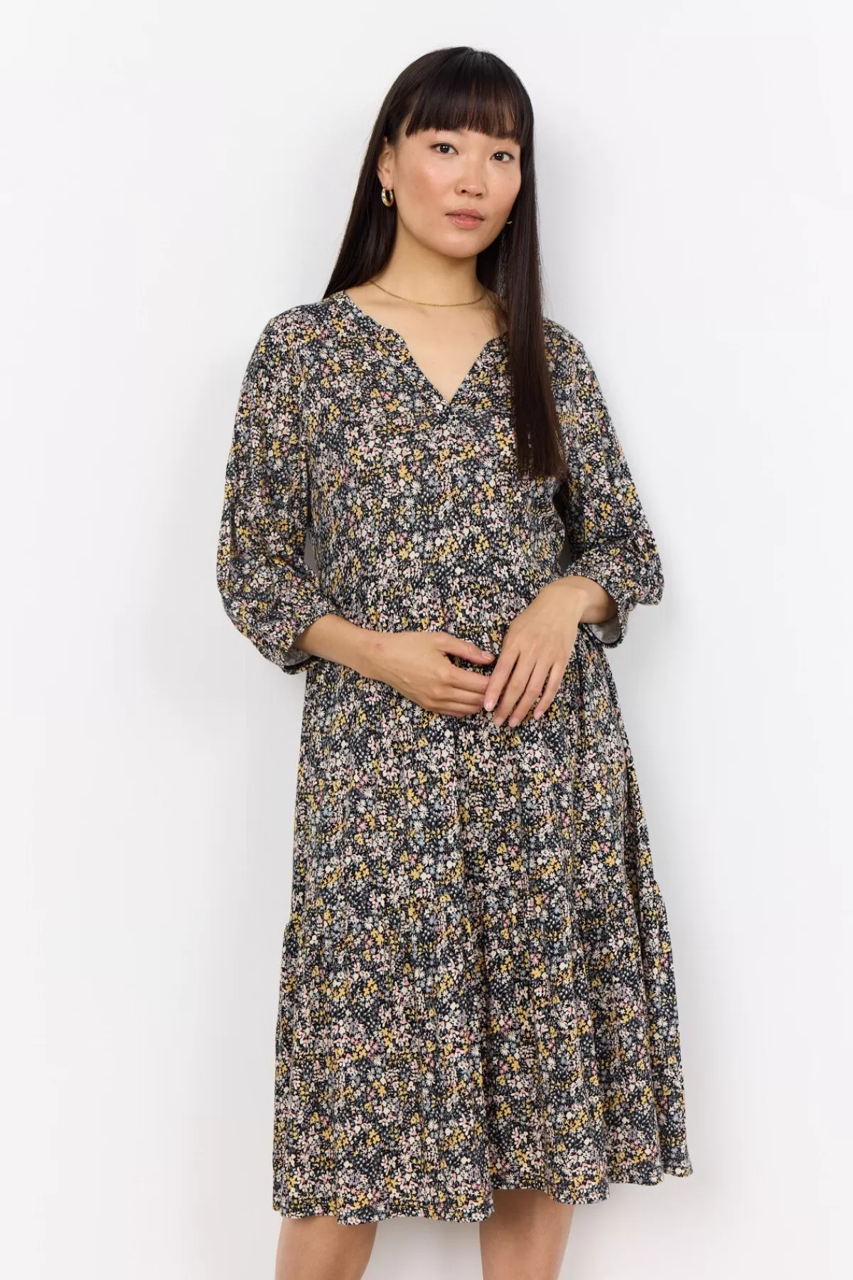 Soyaconcept Dresses-SC-FELICITY AOP 479 Dress Yellow