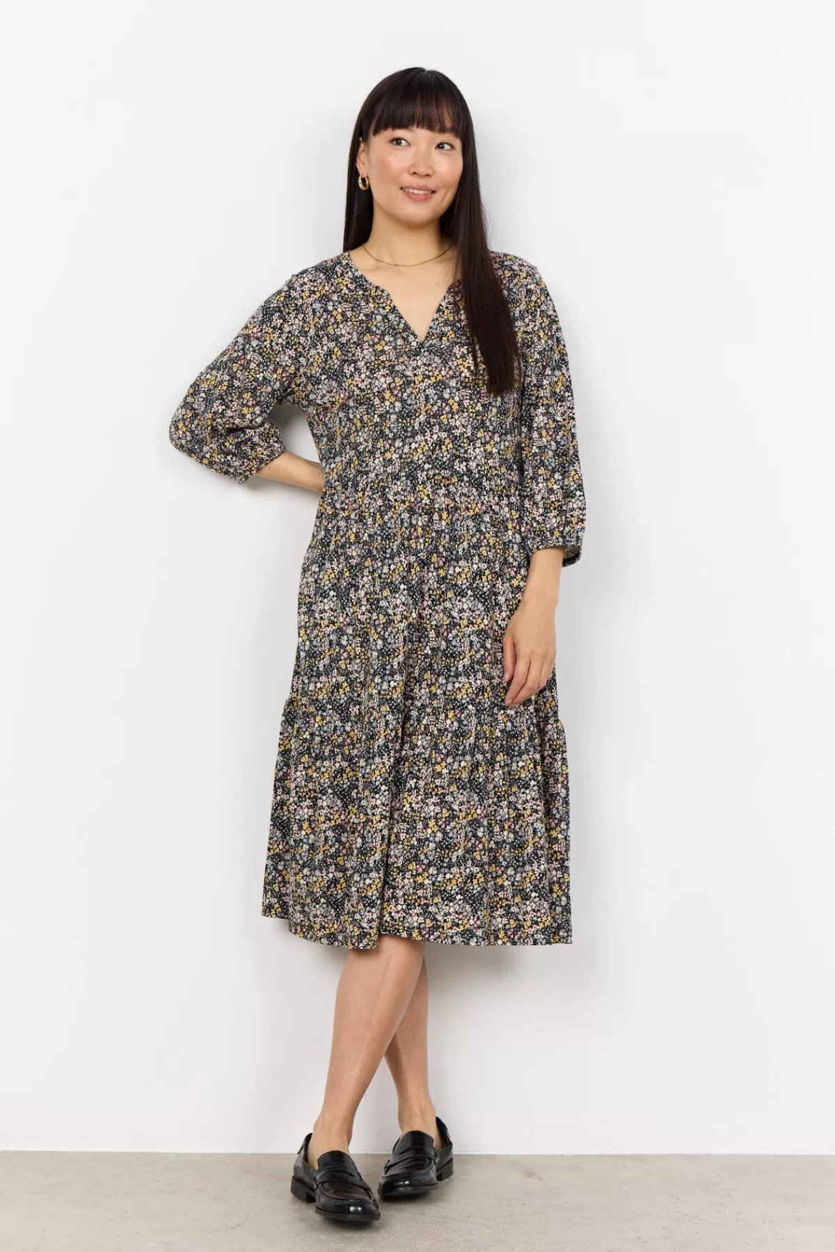 Soyaconcept Dresses-SC-FELICITY AOP 479 Dress Yellow
