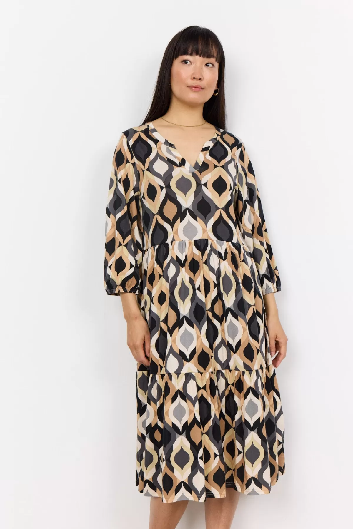 Soyaconcept Dresses-SC-FELICITY AOP 480 Dress Black