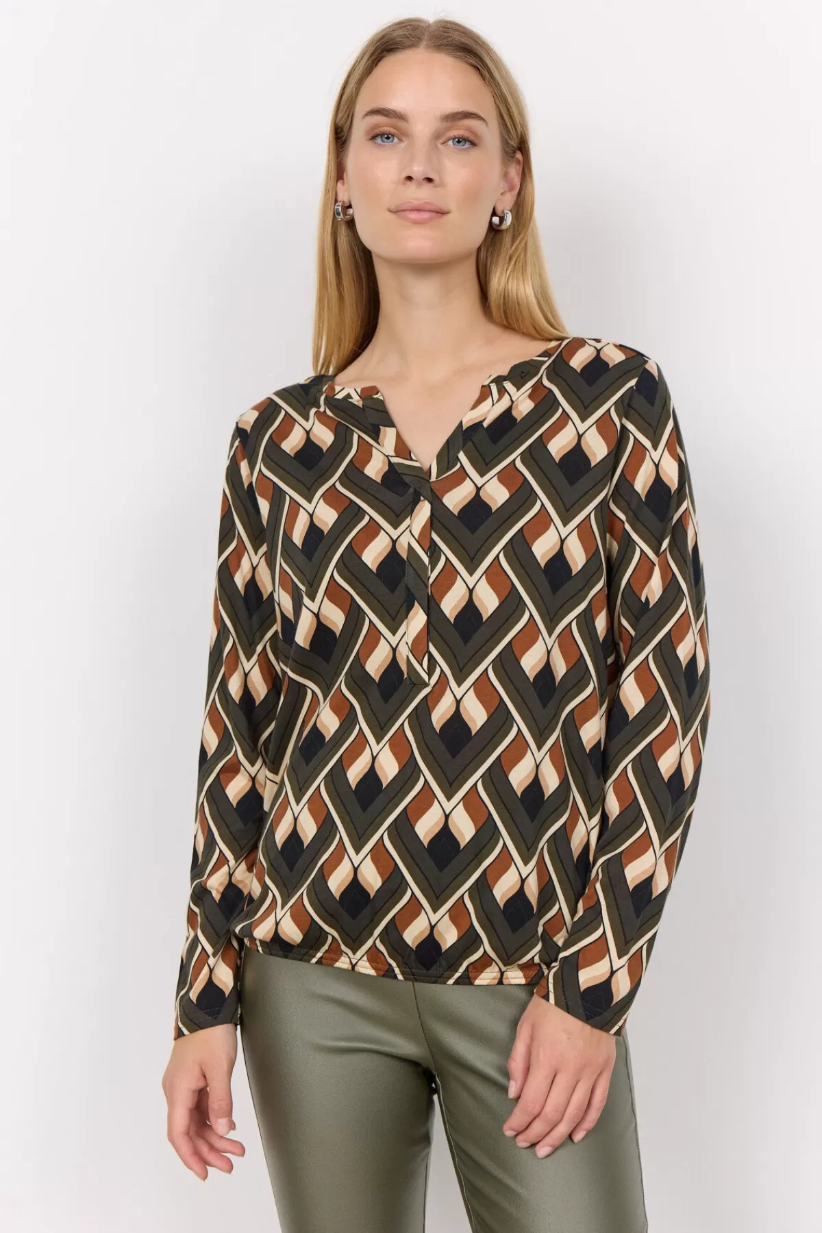 Soyaconcept Blouses And Shirts-SC-FELICITY AOP 481 Blouse Dark green