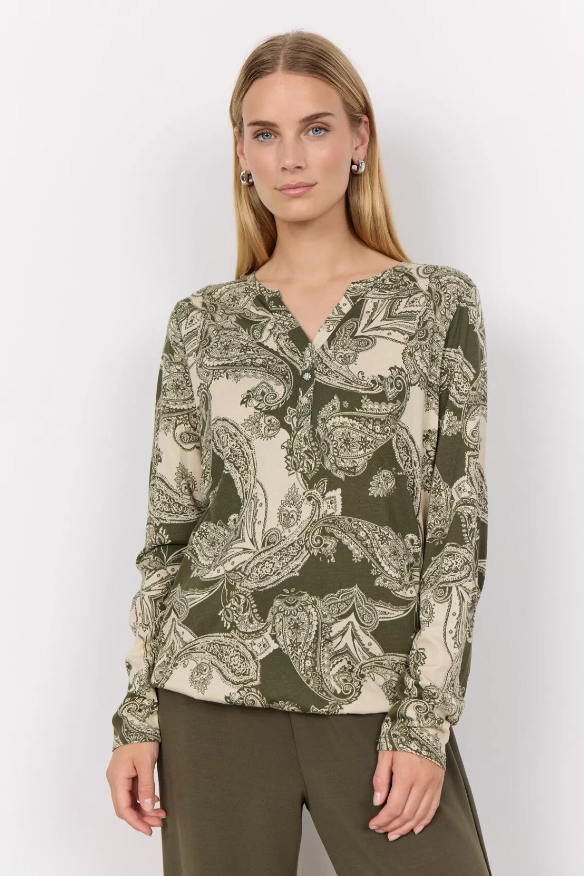 Soyaconcept Blouses And Shirts-SC-FELICITY AOP 483 Blouse Dark green