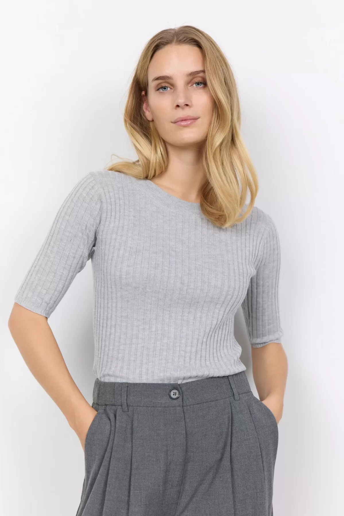 Soyaconcept T-Shirts And Tops | Knitwear-SC-FETIMA 1 T-shirt Light grey