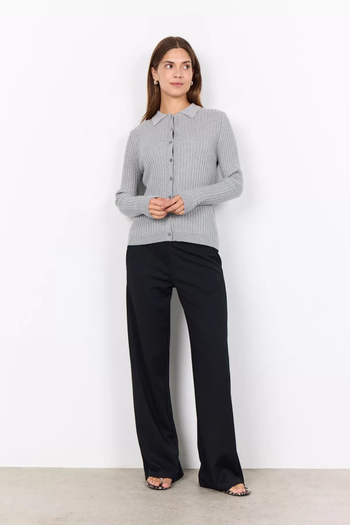 Soyaconcept Knitwear | Cardigans-SC-FETIMA 2 Cardigan Grey