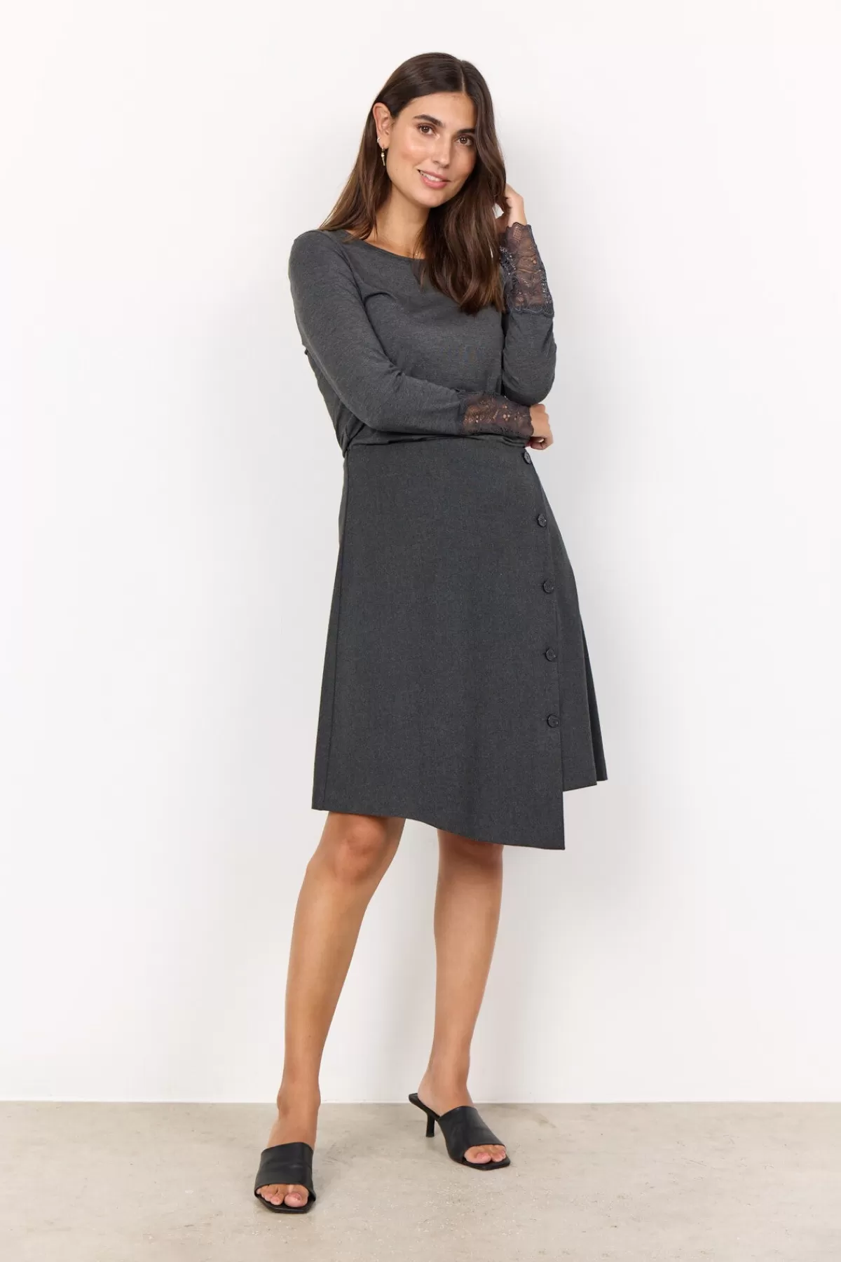 Soyaconcept Skirts-SC-FRANKIE 7 Skirt Dark grey