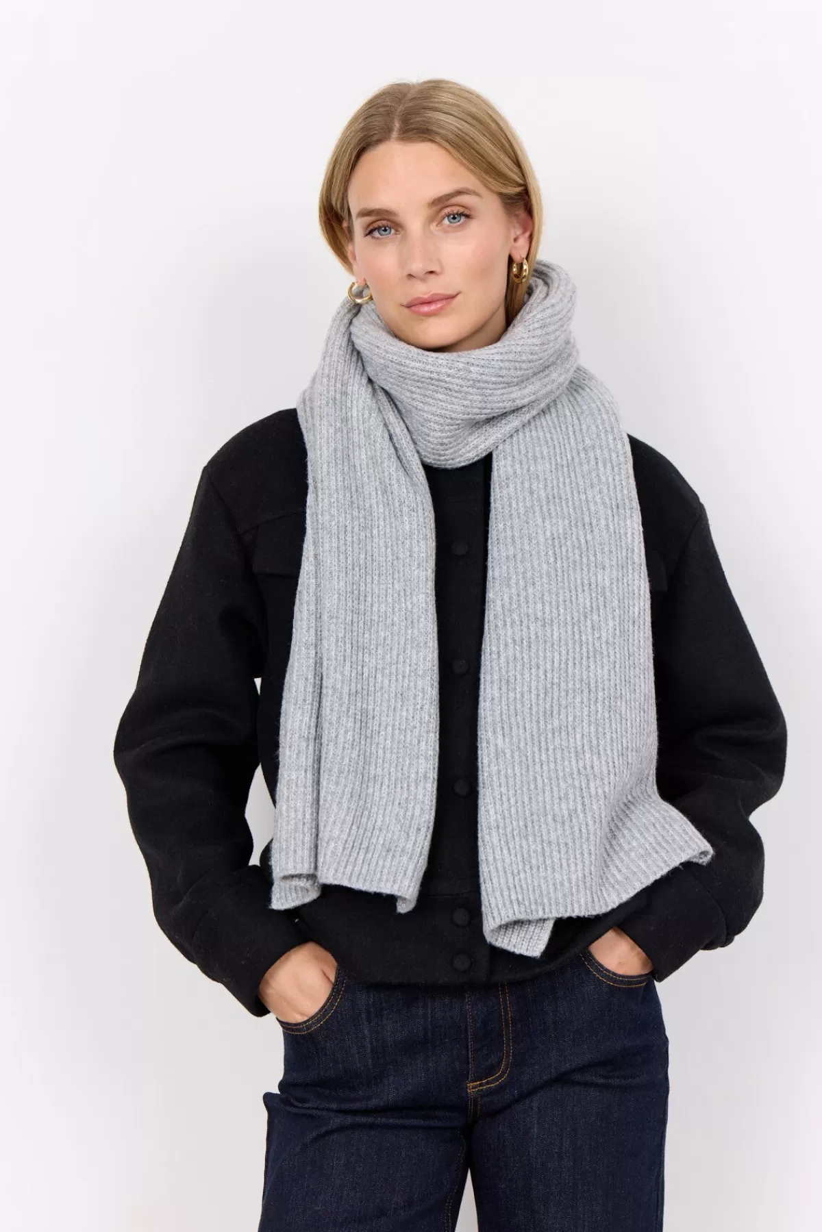 Soyaconcept Accessories-SC-FRAUKE 5 Scarf Light grey