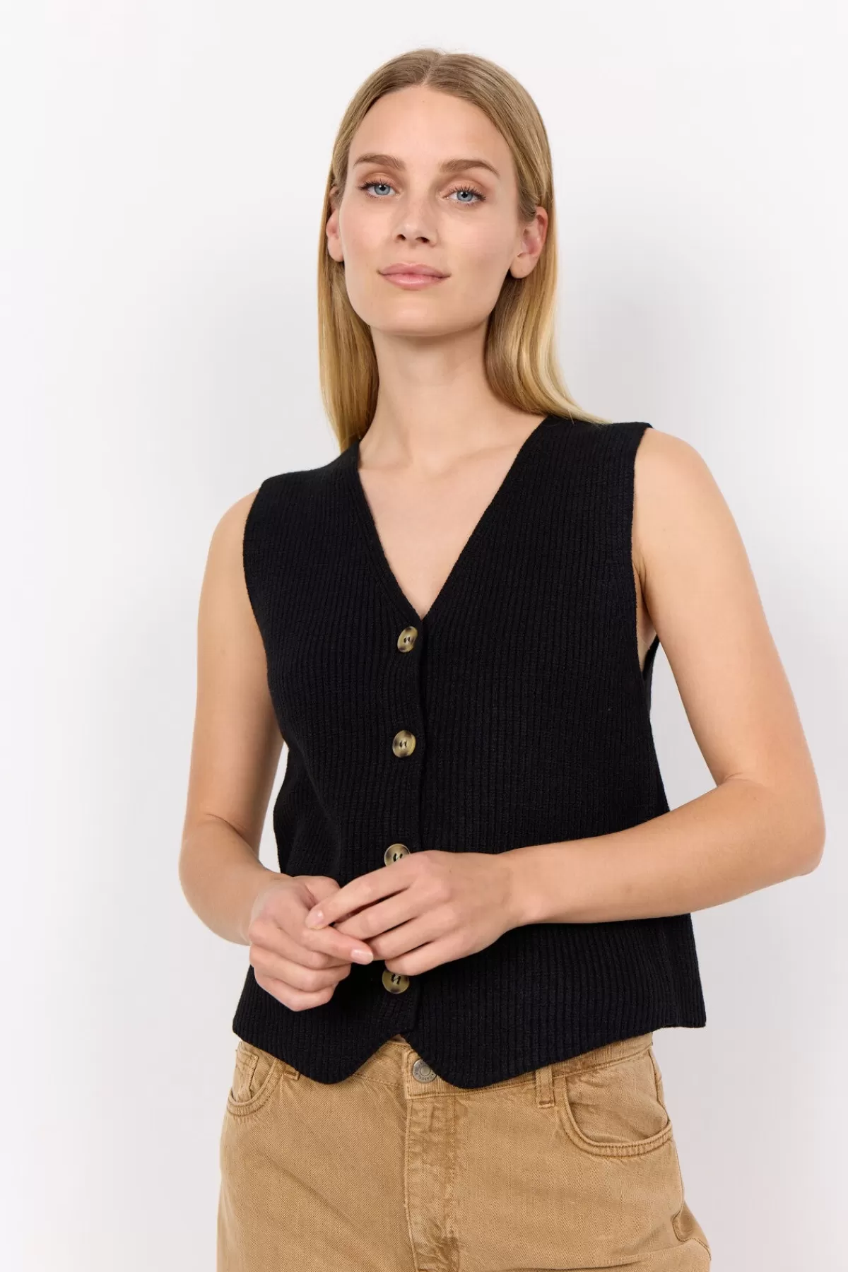 Soyaconcept T-Shirts And Tops | Knitwear-SC-ILIA 1 Waistcoat Black