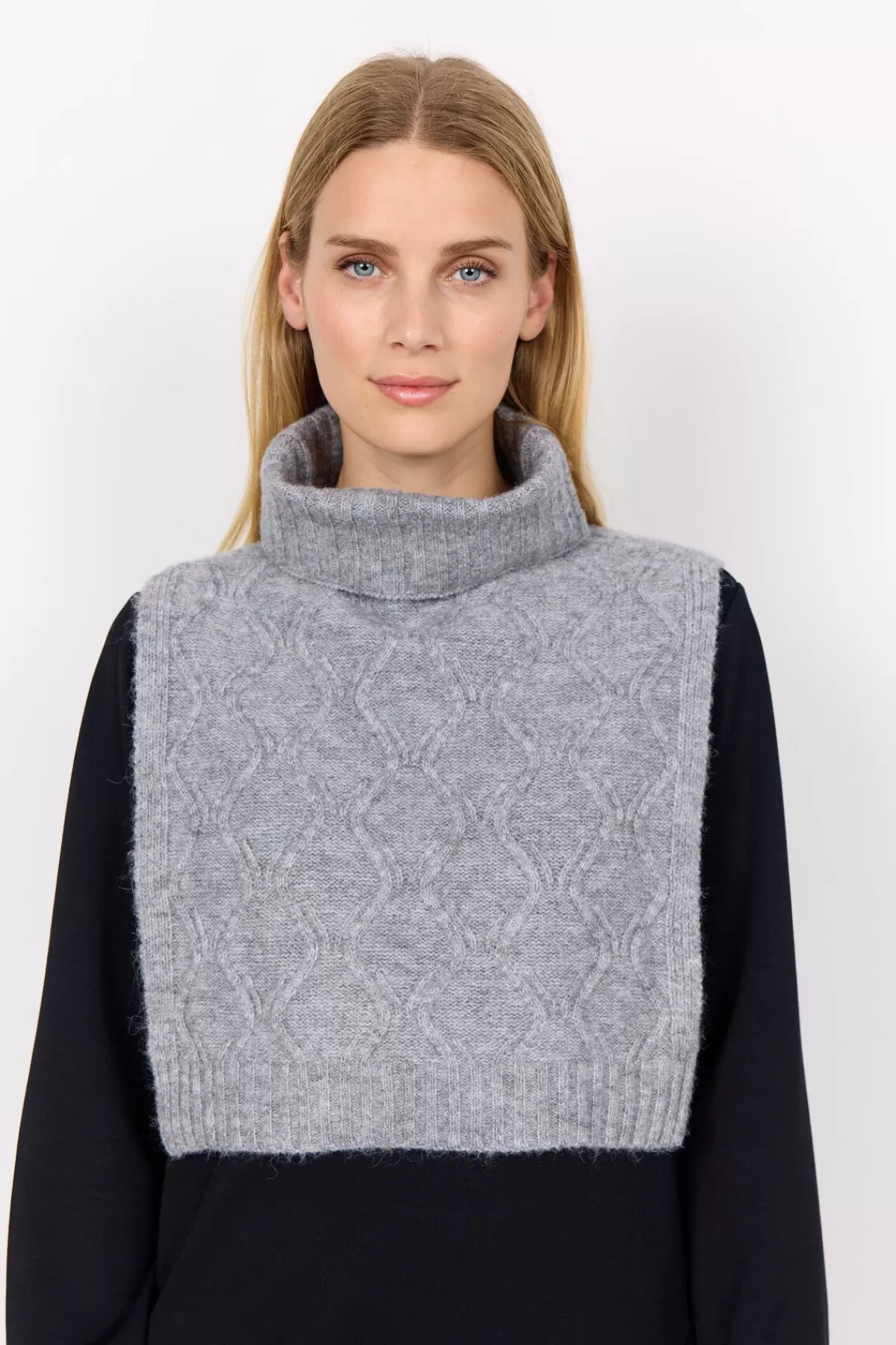 Soyaconcept Knitwear | Accessories-SC-IRWIN 3 Poncho Grey