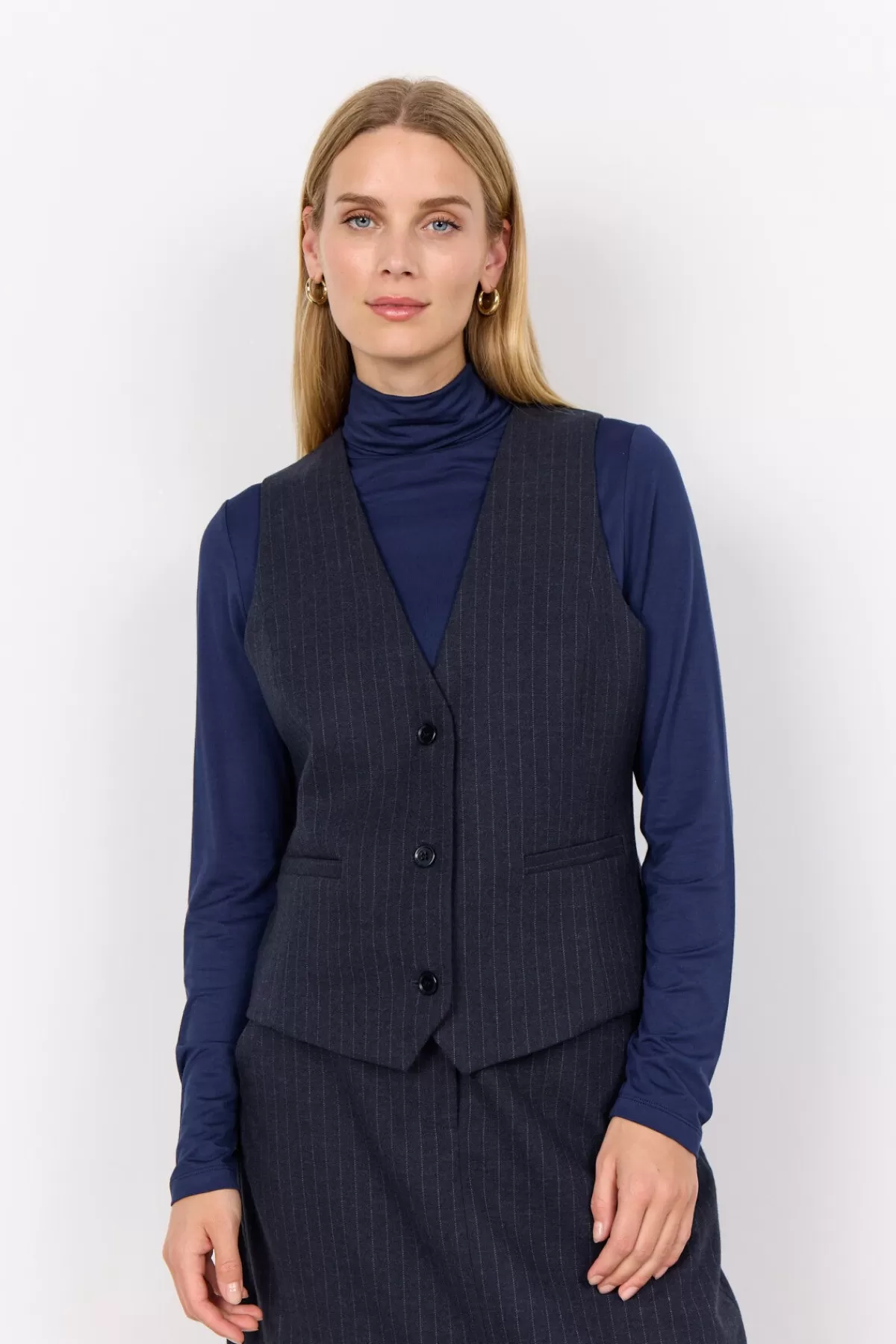 Soyaconcept T-Shirts And Tops | Blazers-SC-ISABELLE 1 Waistcoat Dark blue