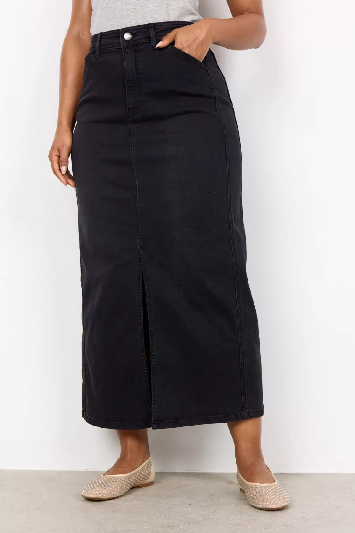 Soyaconcept Skirts-SC-KIMBERLY 32 Skirt Dark Grey Black