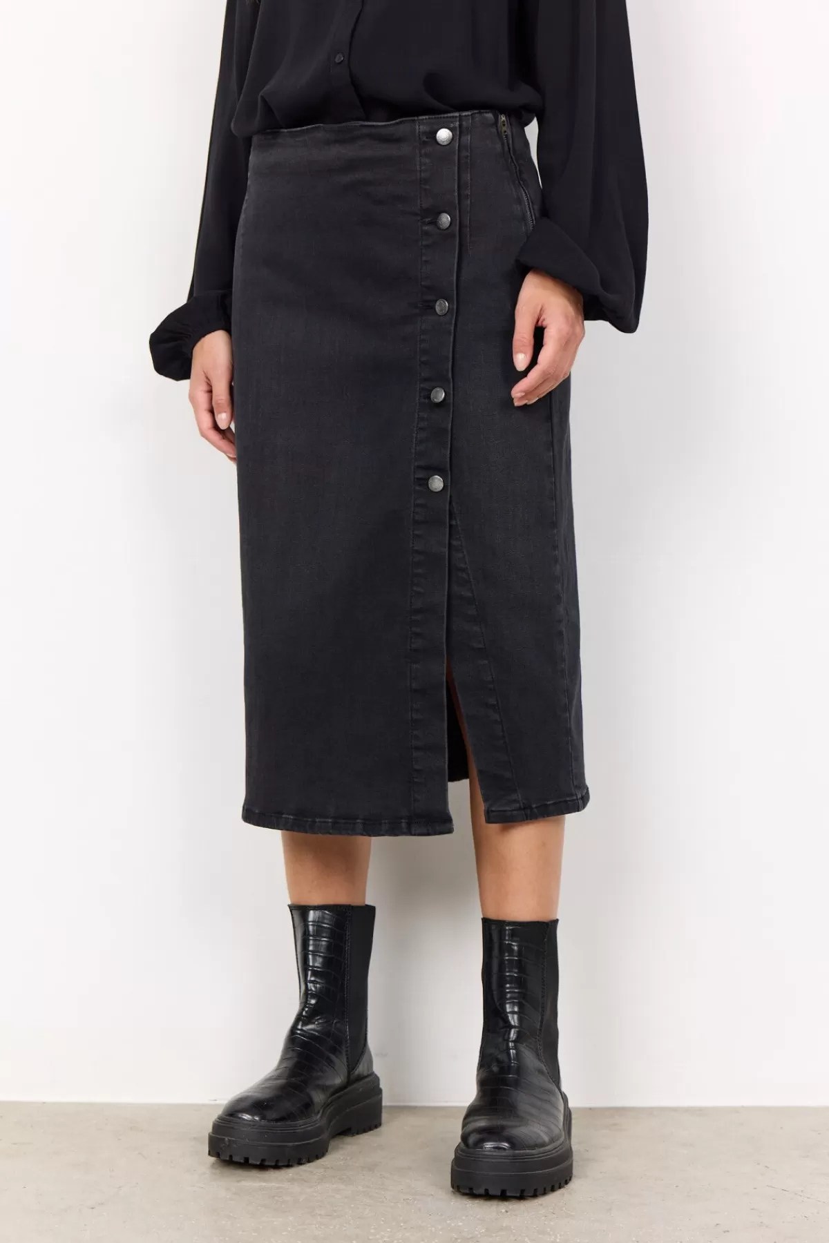 Soyaconcept Skirts-SC-KIMBERLY 33 Skirt Dark Grey Black