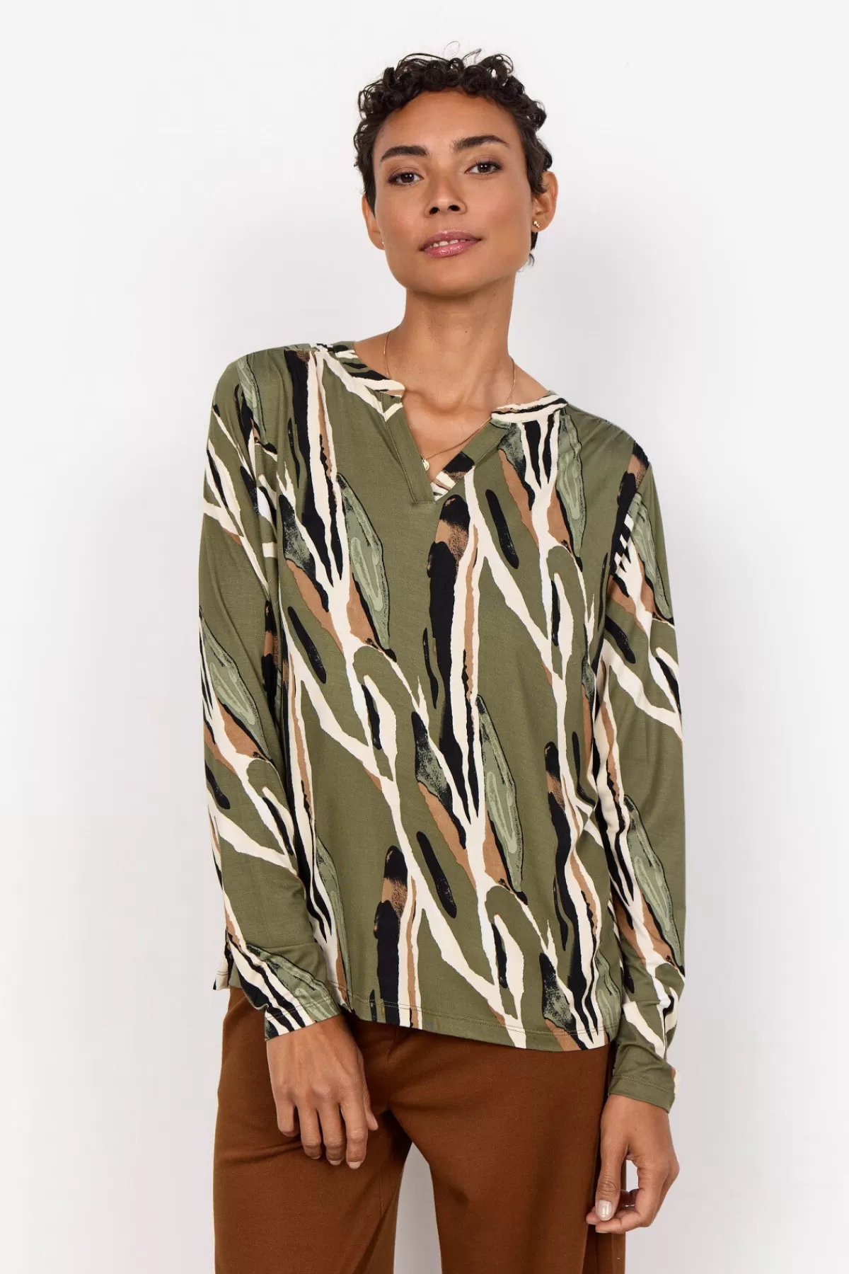 Soyaconcept Blouses And Shirts-SC-MARICA AOP 305 Blouse Olive