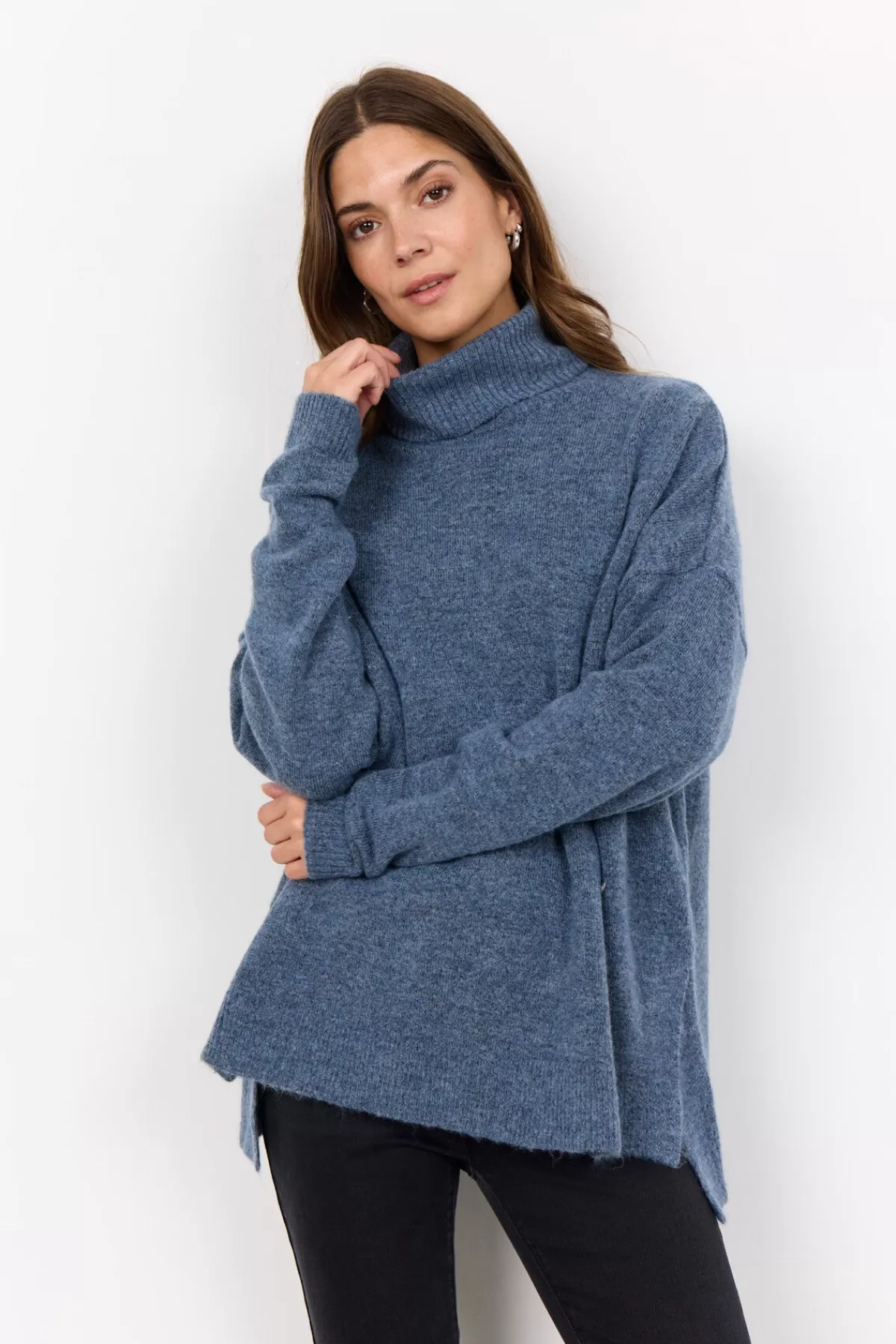Soyaconcept Knitwear-SC-NESSIE 47 Pullover Blue
