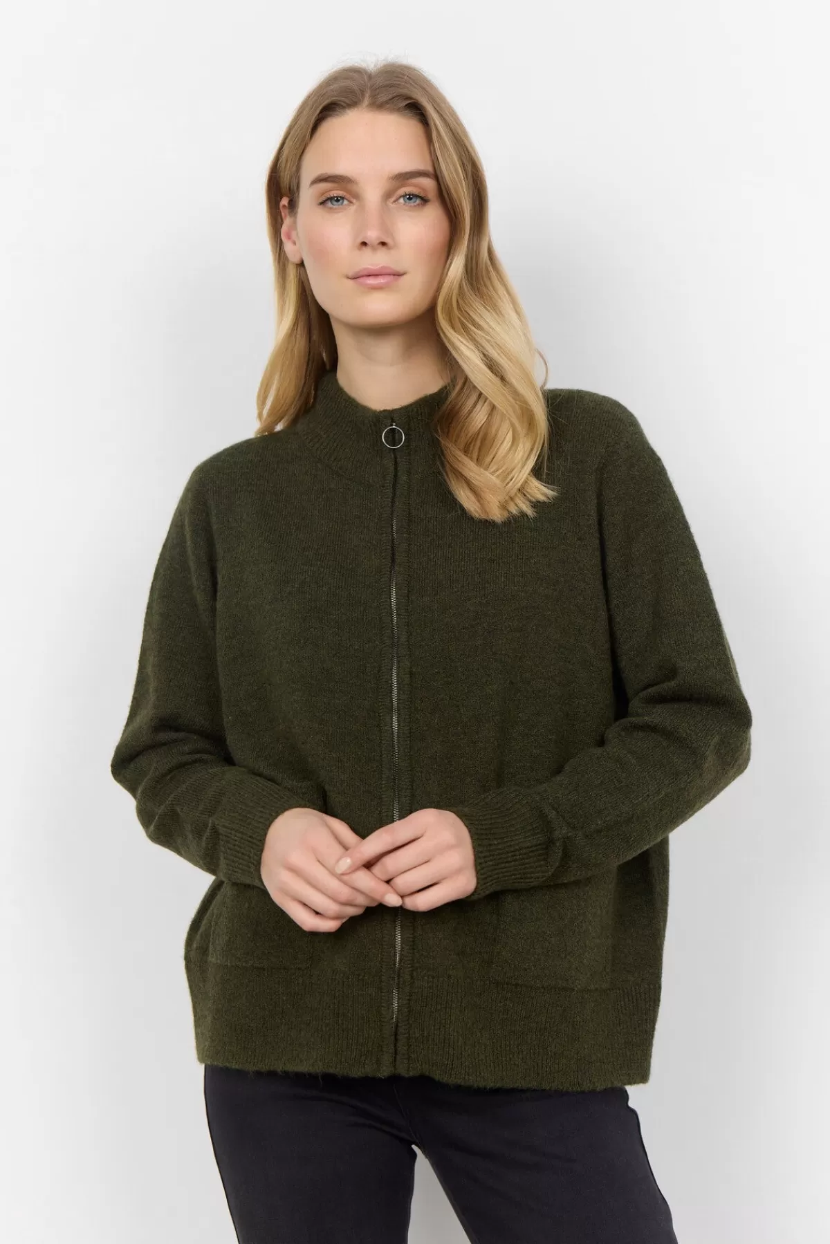 Soyaconcept Knitwear | Cardigans-SC-NESSIE 59 Cardigan Olive