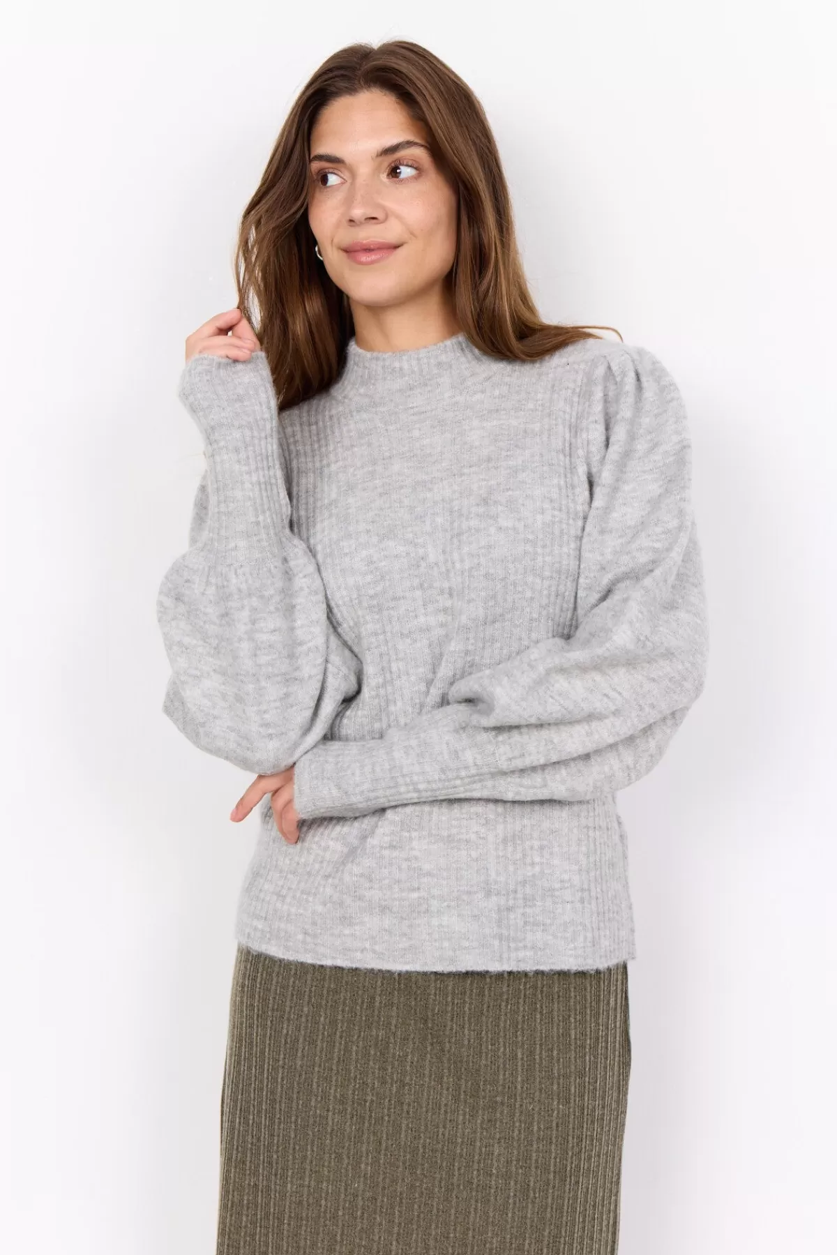 Soyaconcept Knitwear-SC-NESSIE 60 Pullover Light grey