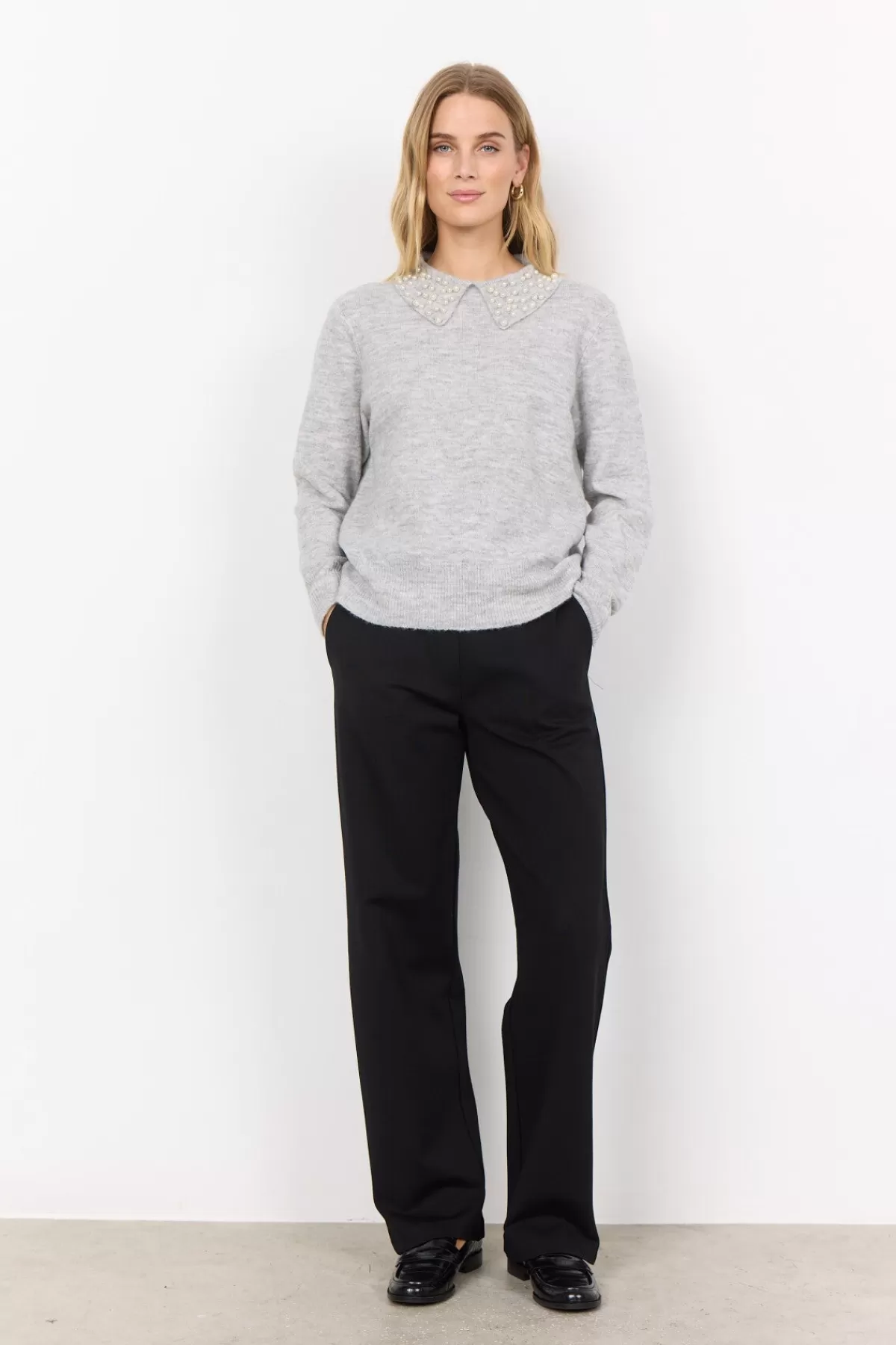 Soyaconcept Knitwear-SC-NESSIE 61 Pullover Light grey