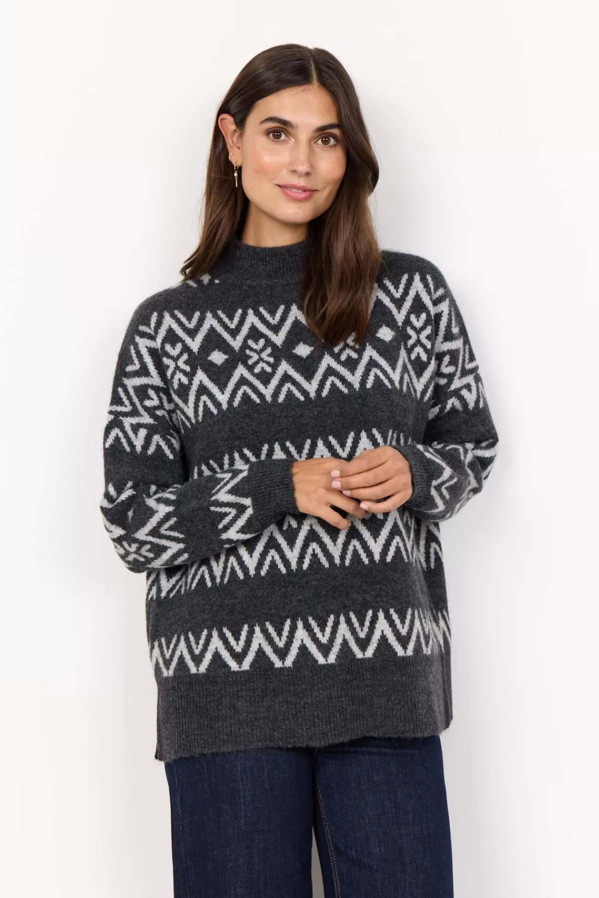 Soyaconcept Knitwear-SC-NESSIE 67 Pullover Dark grey
