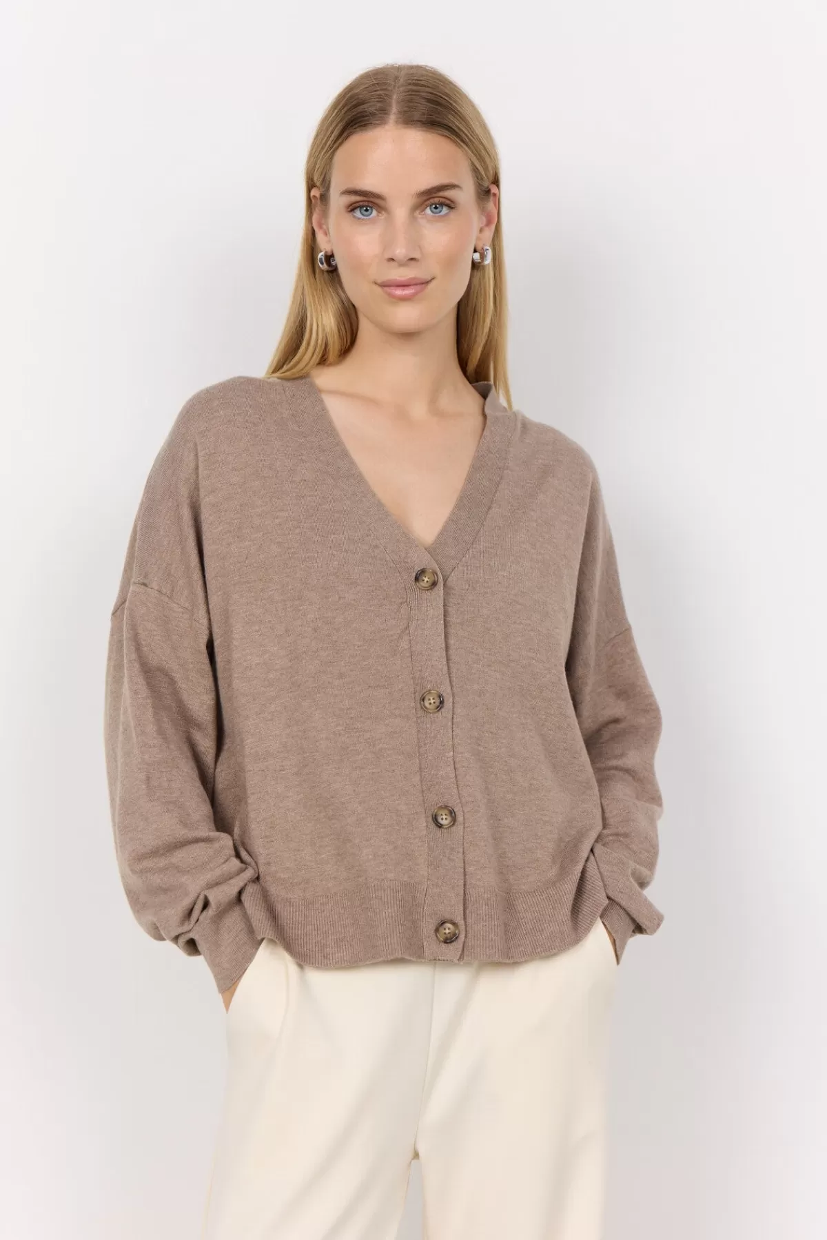 Soyaconcept Knitwear | Cardigans-SC-NICOLINE 2 Cardigan Dark sand