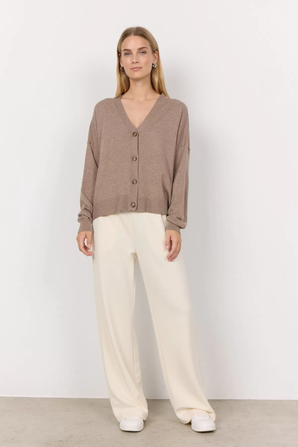 Soyaconcept Knitwear | Cardigans-SC-NICOLINE 2 Cardigan Dark sand