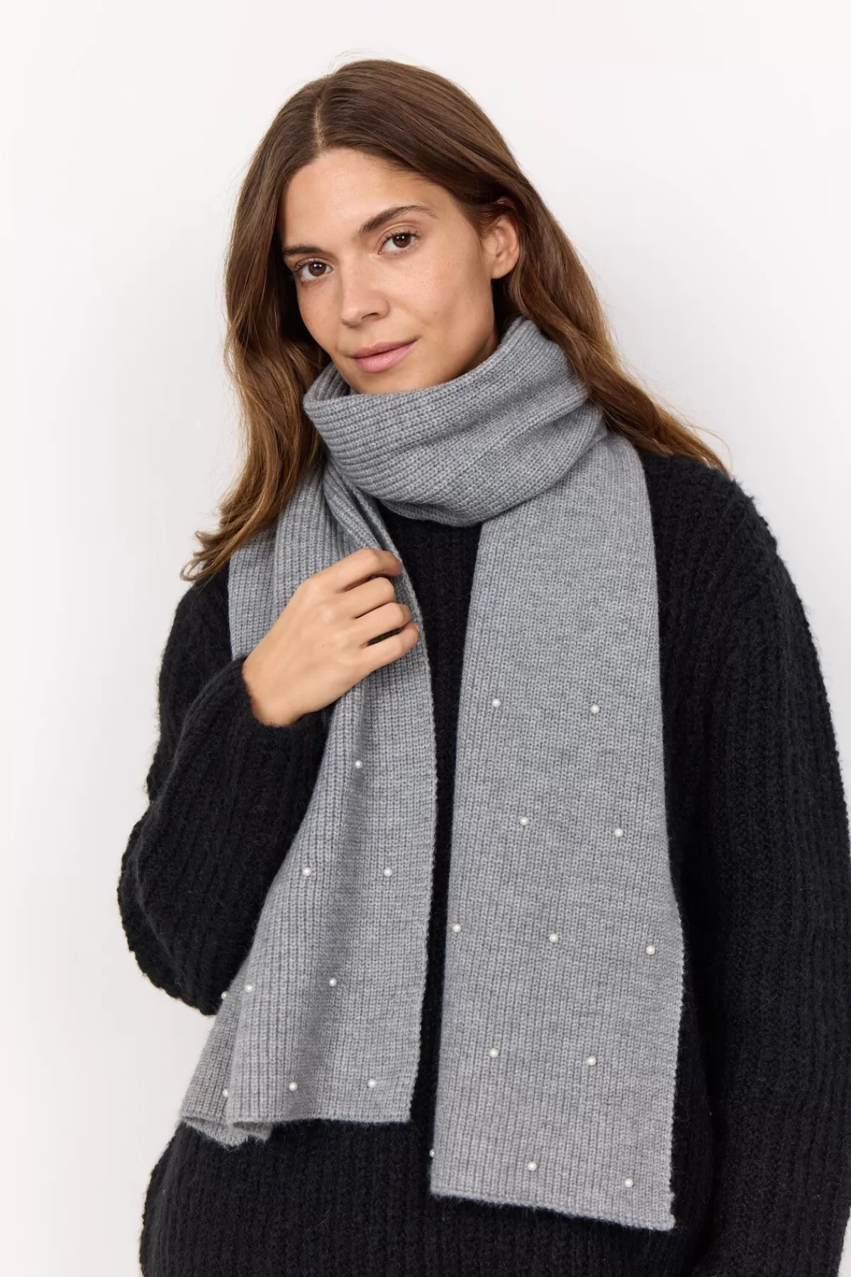 Soyaconcept Accessories-SC-NINO 4 Scarf Grey