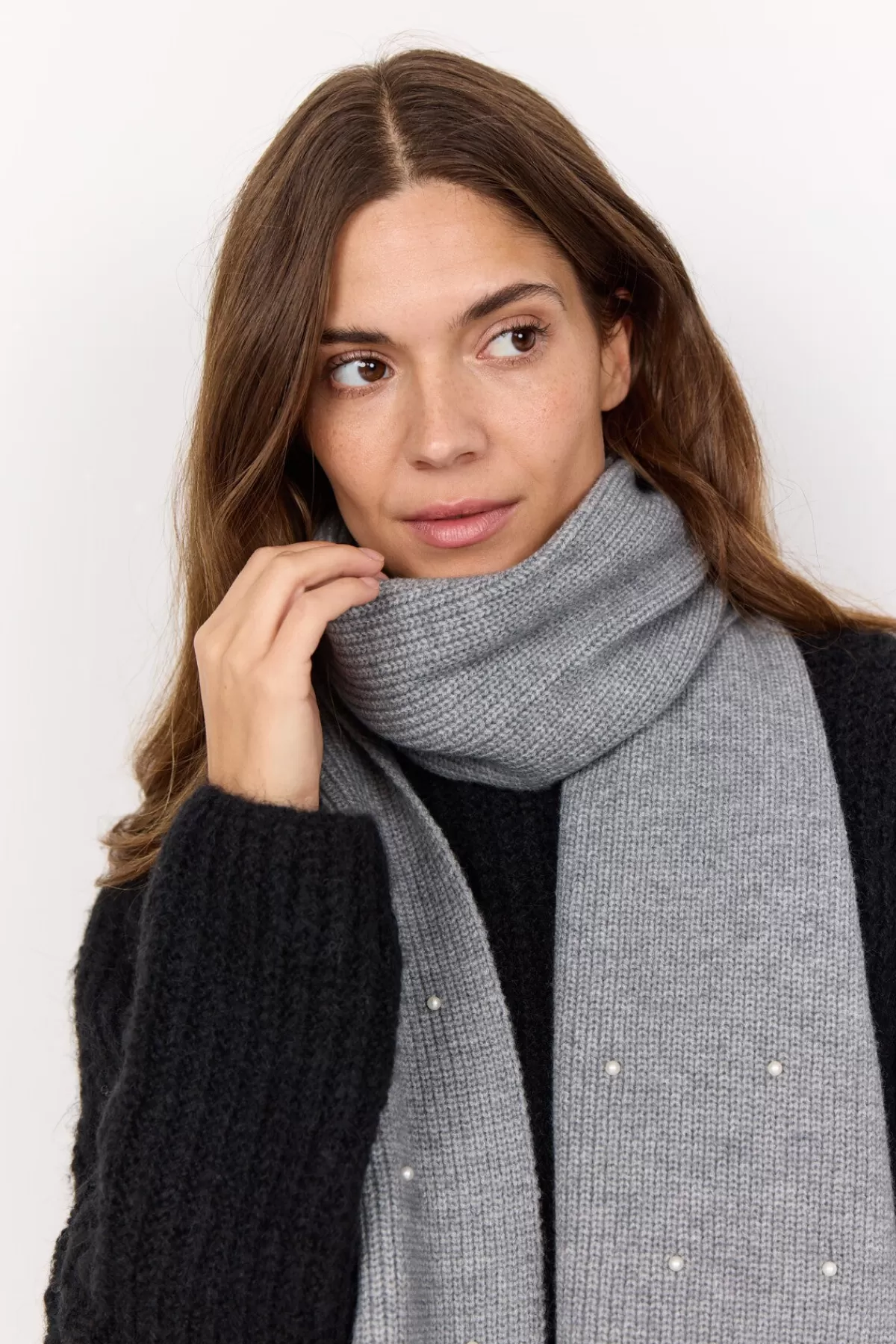 Soyaconcept Accessories-SC-NINO 4 Scarf Grey