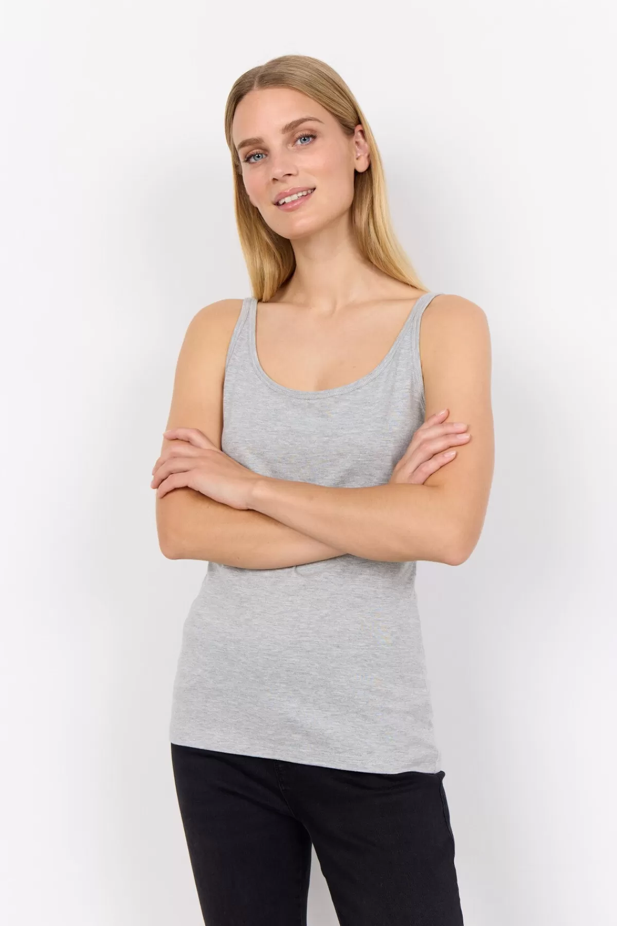Soyaconcept T-Shirts And Tops-SC-PYLLE 122 Top Light grey