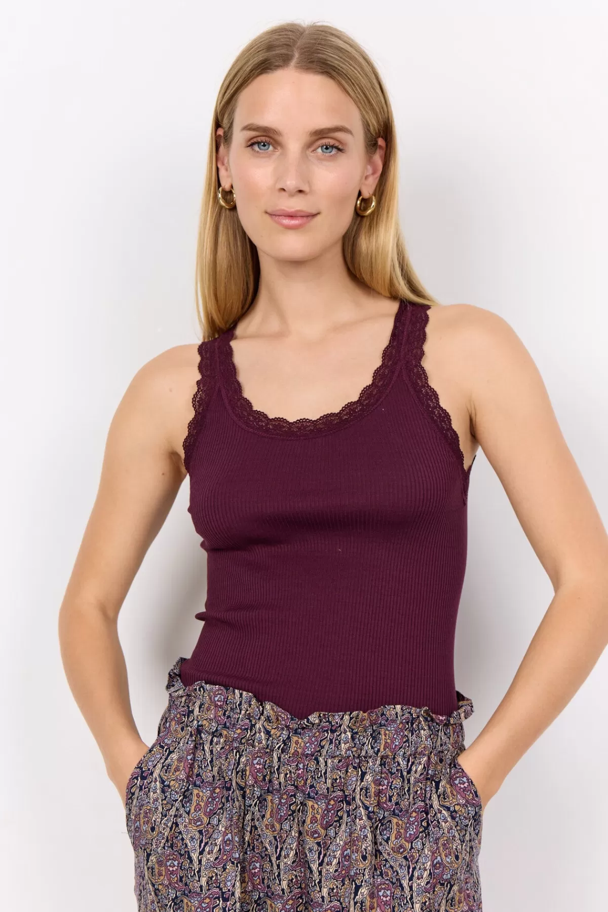 Soyaconcept T-Shirts And Tops-SC-SARONA 1 Top Bordeaux