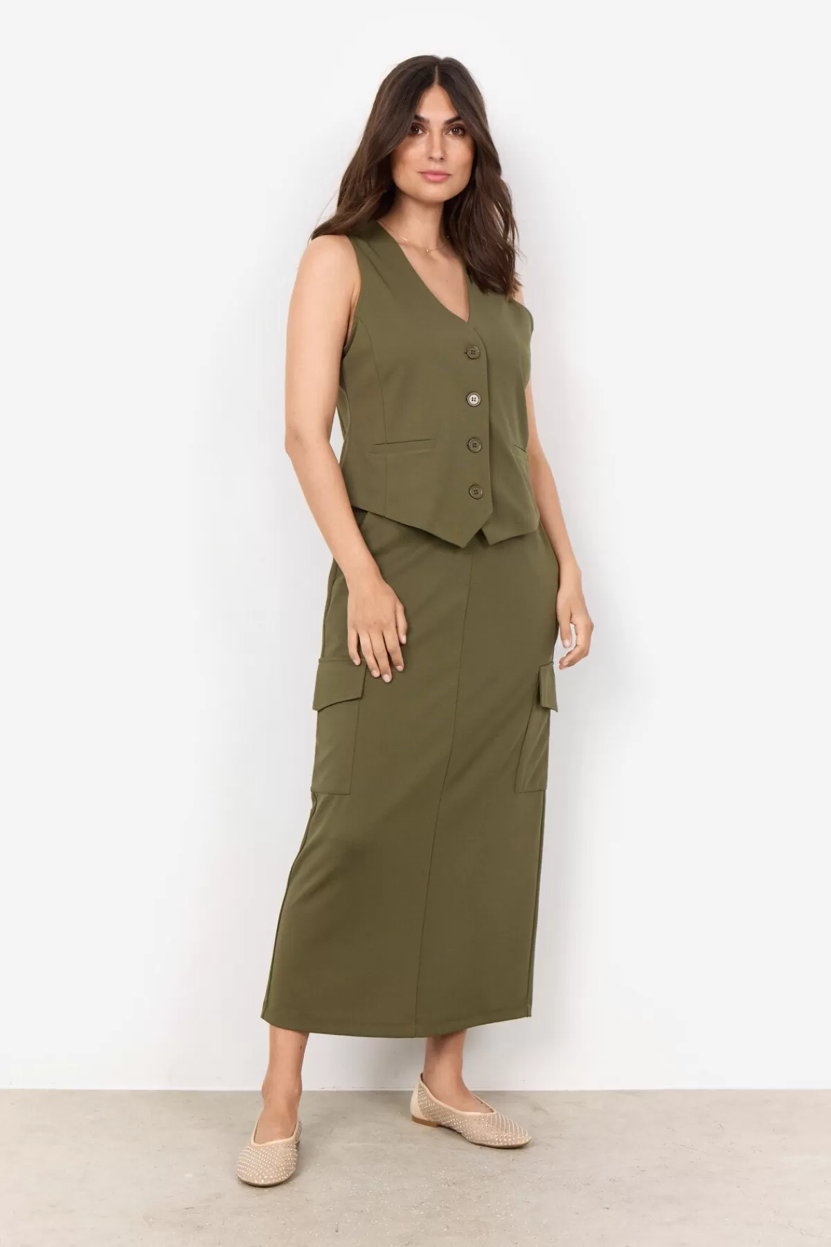 Soyaconcept T-Shirts And Tops-SC-SIHAM 78 Waistcoat Olive