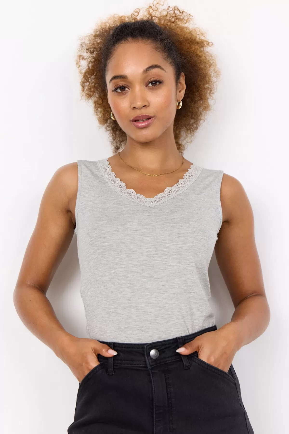 Soyaconcept T-Shirts And Tops-SC-TAMAR 6 Top Light grey