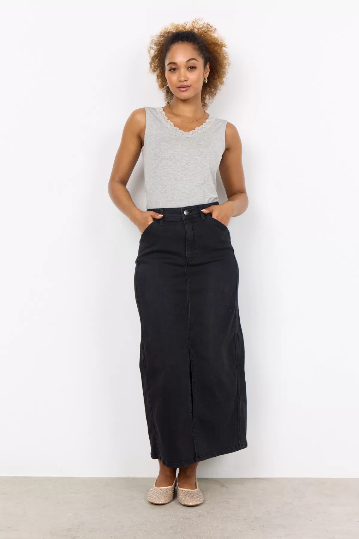 Soyaconcept T-Shirts And Tops-SC-TAMAR 6 Top Light grey